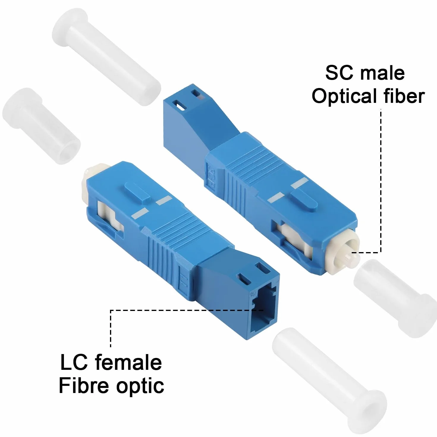 QIANRENON SC męski na LC żeński jednomodowy adapter SM 9/125μm SC/UPC na LC/UPC hybrydowy konwerter simplex, do światłowodowych sieci/paneli krosowych, optycznego miernika, czerwonego pióra