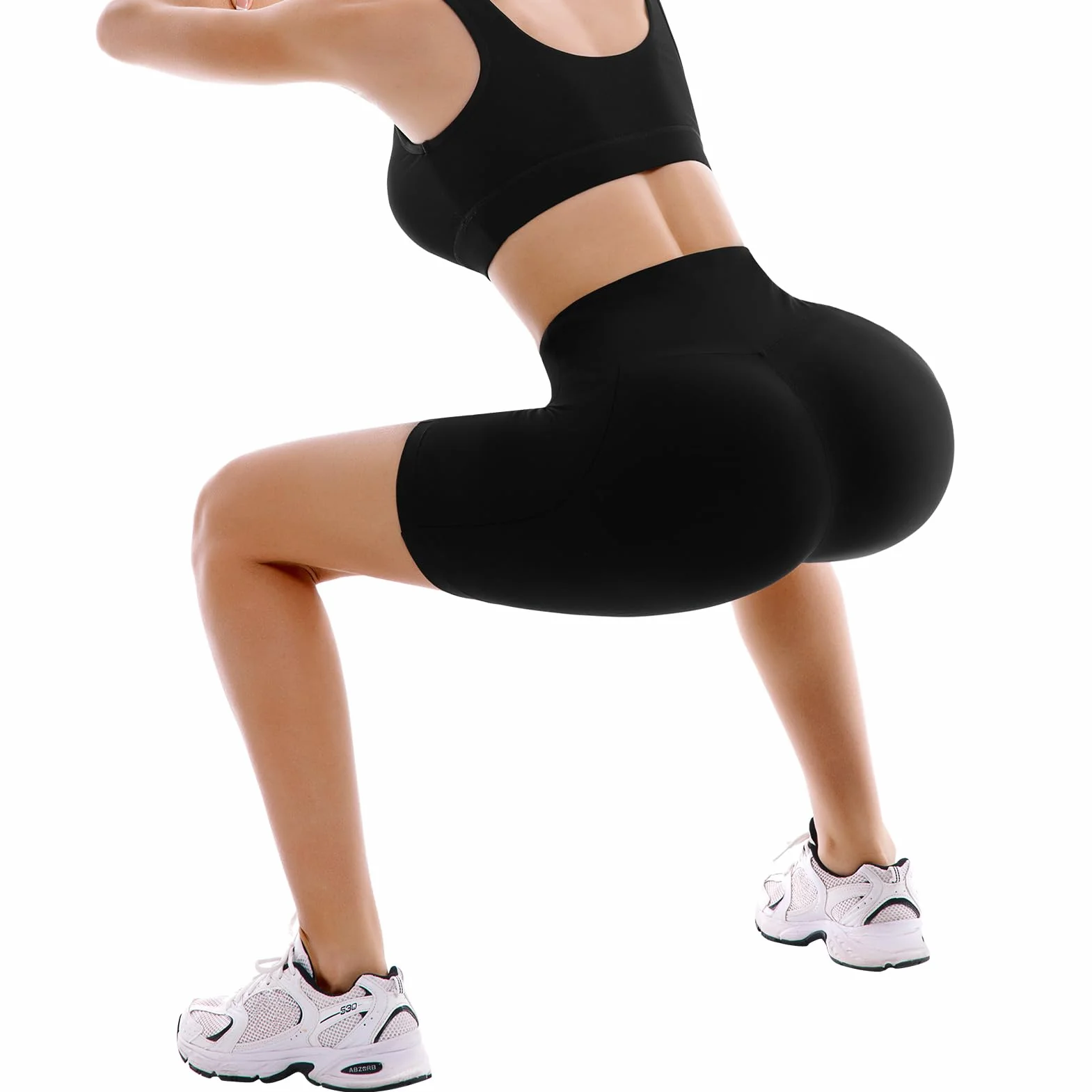SINOPHANT 2-pak damskich spodni rowerowych z kieszeniami, krótkie spodenki z wysokim stanem, legginsy sportowe lato