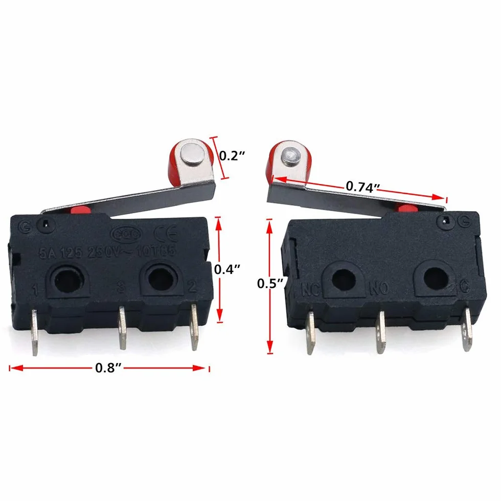 20 sztuk 3-pinowych przełączników dźwigniowych AC 5 A 125 V 250 V SPDT 1NO 1NC Momentary PCB Terminals Close/Open Switch