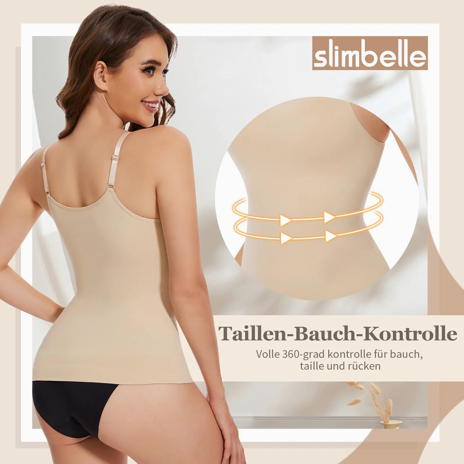 SLIMBELLE Damski podkoszulek wyszczuplający brzuch, bezszwowa bielizna modelująca brzuch, seksowny top na ramiączkach, damski top z ramiączkami typu spaghetti, top damski modelujący