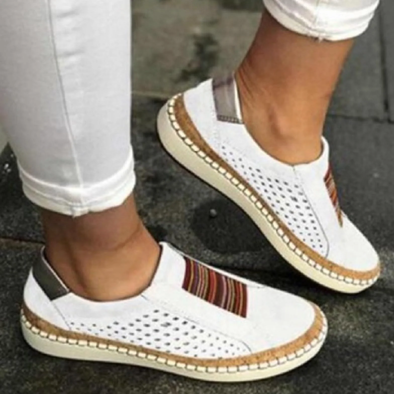 Plus Size Walking Sneakers Shoes For Elderly Women Wide Comfy Arch Support Orthopedic Arthritis Flat Oxfords Shoes