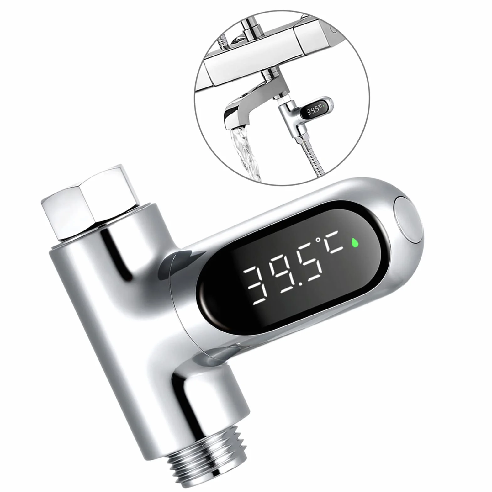 Tidyard Cyfrowy wyświetlacz temperatury prysznica LED 0 ~ 100 ℃ termometr do wody kąpielowej, wskaźnik Celsjusza/Fahrenheita, obracany o 360° klosz do głównej kuchni i łazienki