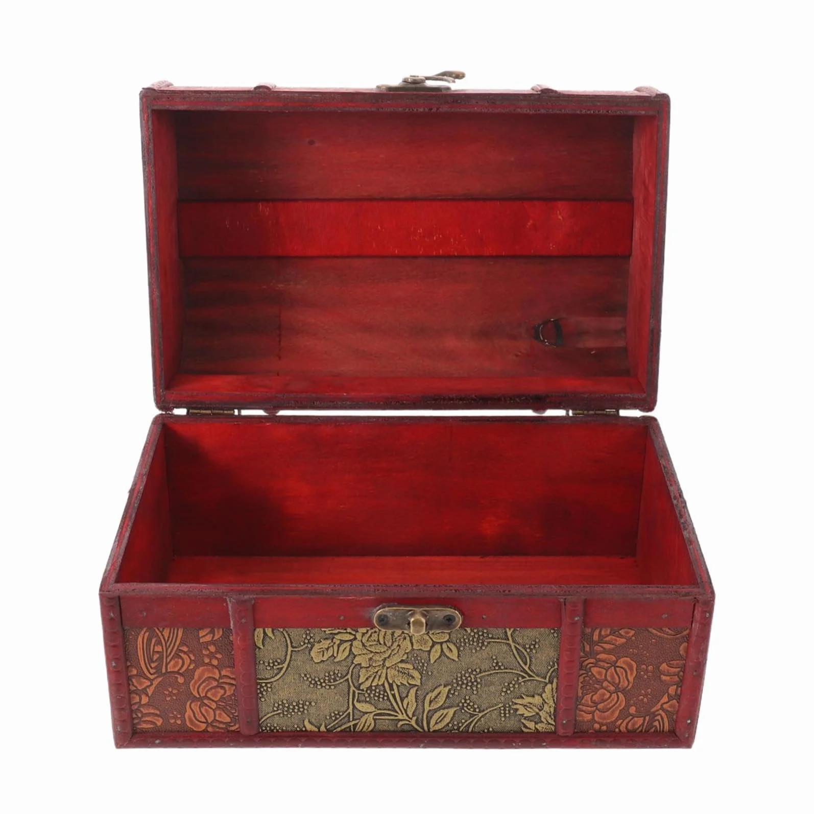 jojofuny Antique Wooden Jewelry Box Large Retro Treasure Chest with Lock for Storing Rings Necklaces Earrings Decorative Storage Organizer for Women