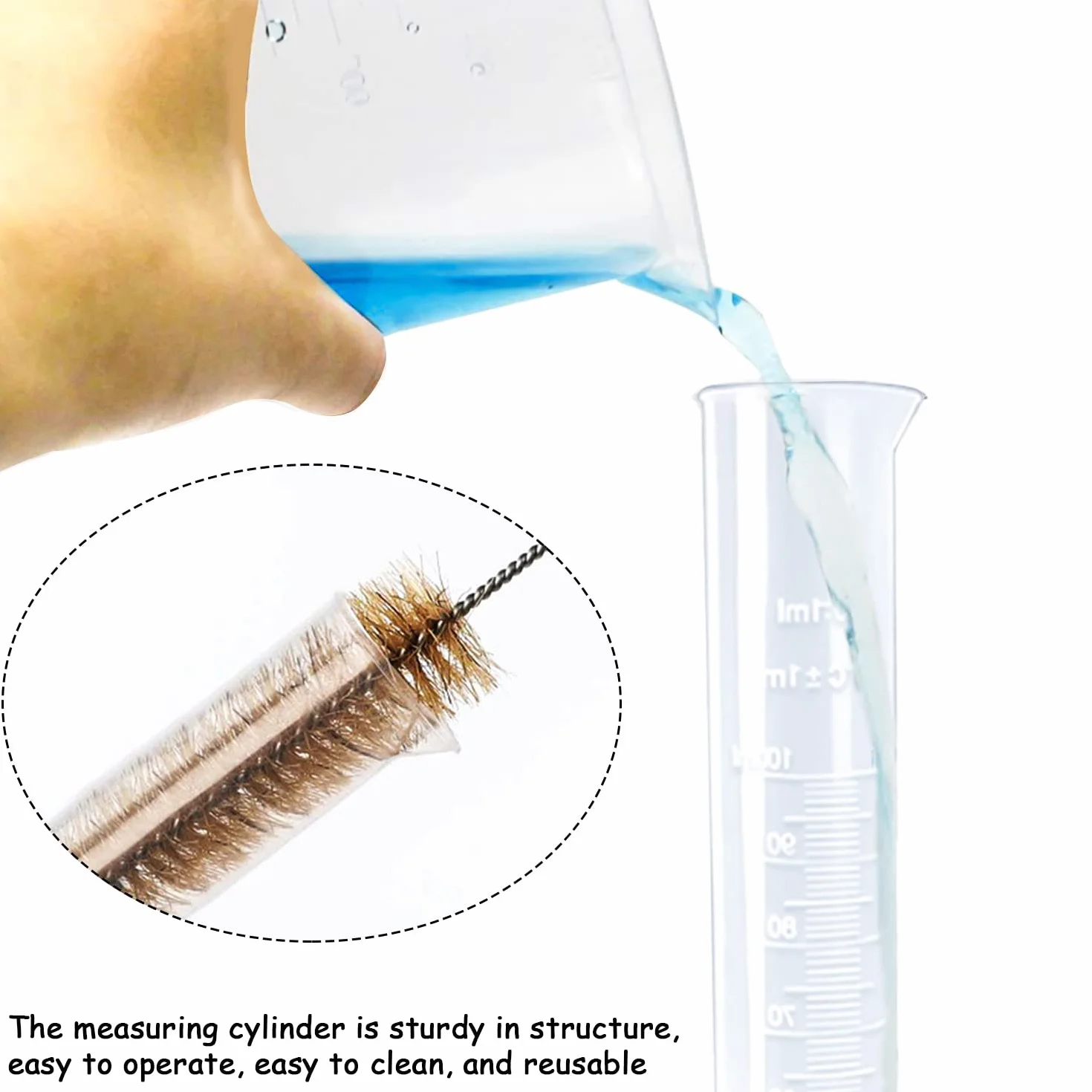 Cylinder pomiarowy z tworzywa sztucznego 50 ml 100 ml 2 szt. przezroczysty z podziałką
