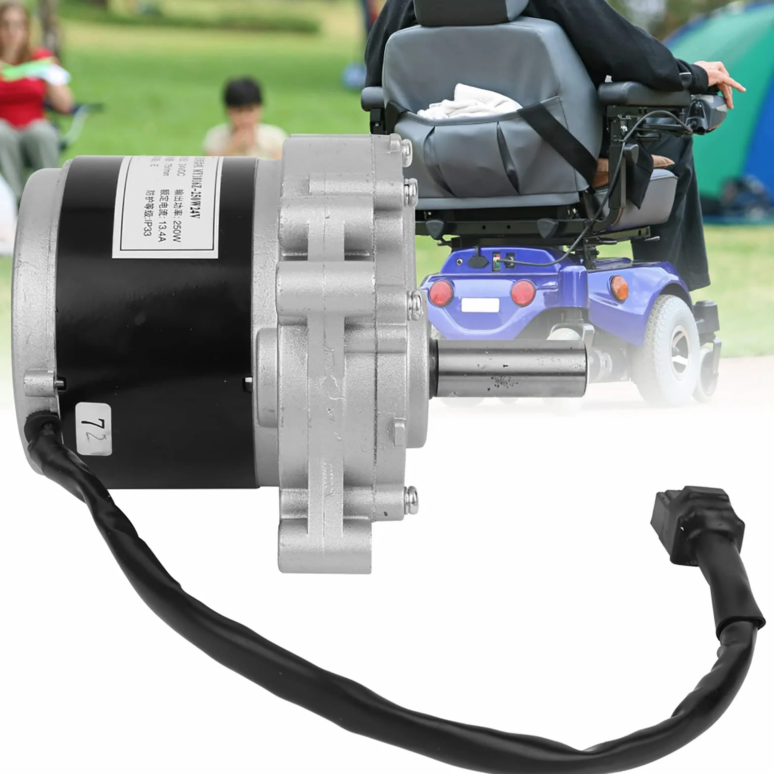 Szczotkowany silnik elektryczny, 24V 250W 75r/min szczotkowany silnik o wysokim momencie obrotowym, profesjonalny szczotkowany silnik prądu stałego do Unite, do elektrycznego wózka inwalidzkiego
