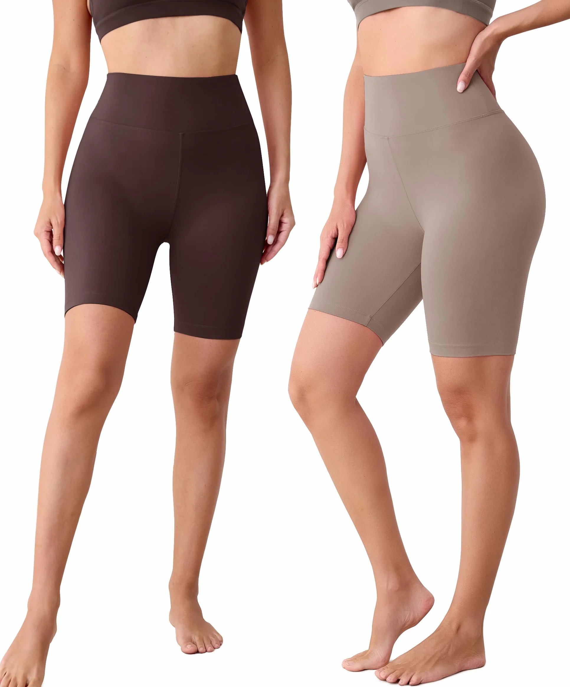 BAYDI Creamlush damskie spodnie rowerowe, 20 cm, wygodne, krótkie spodnie sportowe z wysoką talią, do jogi, pilatesu, na czas wolny, na co dzień