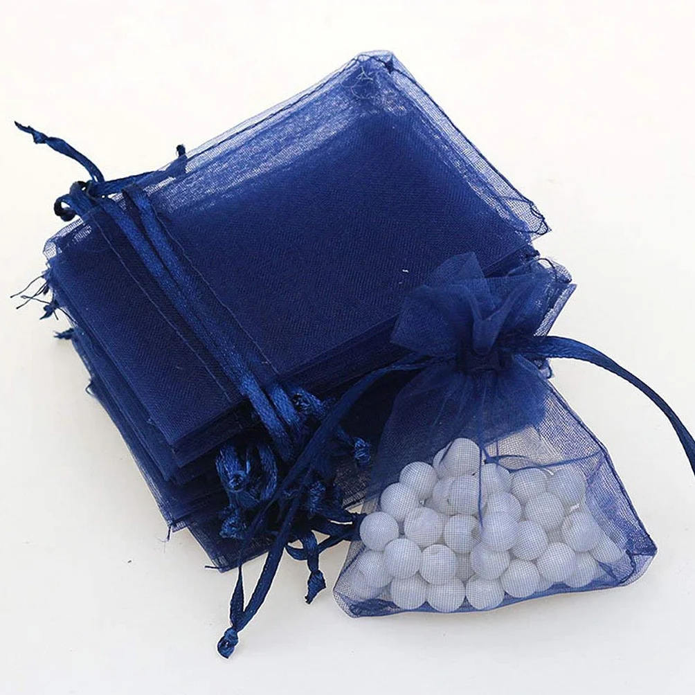 Torba na prezent z organzy 7x9 cm granatowy