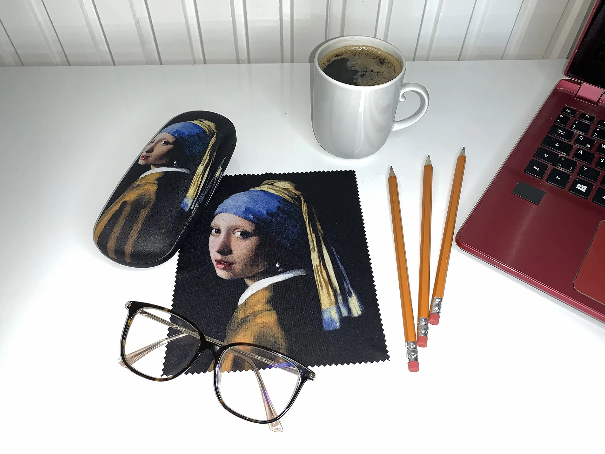 VON LILIENFELD etui na okulary Jan Vermeer dziewczynka z perłowymi kolczykami ściereczka z mikrofibry twarde pokryte materiałem