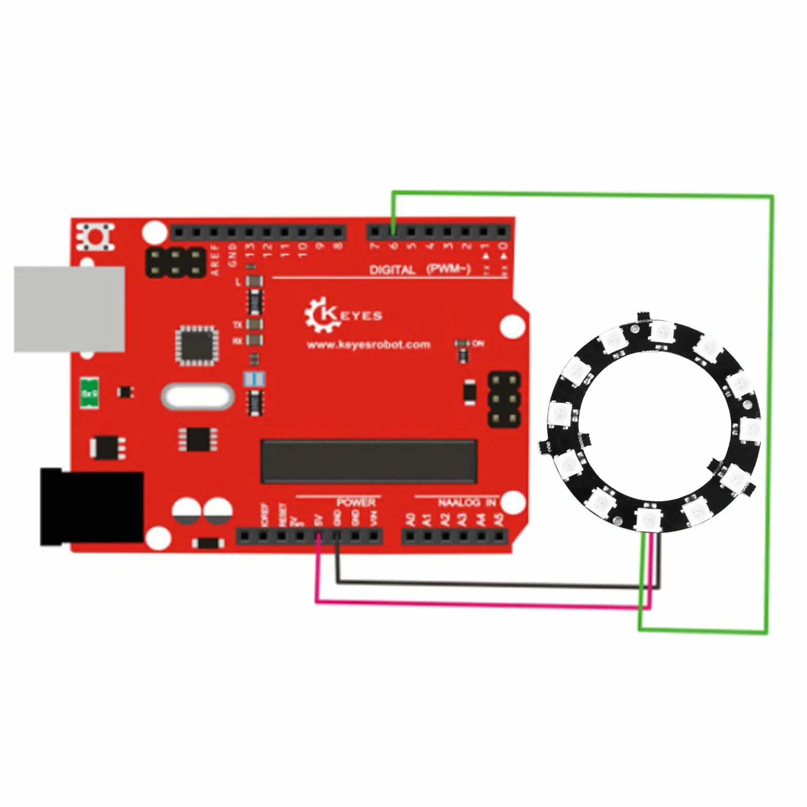 3 sztuki 5 V WS2812 RGB LED pierścień 12 bitów, możliwość indywidualnego adresowania, WS2812 5050 LED, średnica 50 mm, do projektów DIY, Raspberry Pi