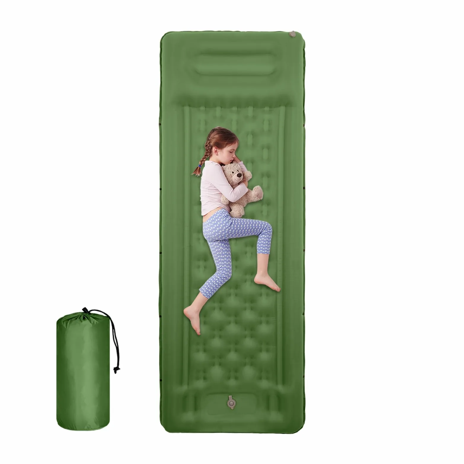 Materac Turystyczny Do Spania Na Camping 11 Cm Materac Nadmuchiwany | Wbudowana Pompka Nożna Do Materaca Do Plecaka Wędrówek Podróży Na Zewnątrz Samochodu Namiotu Letniego
