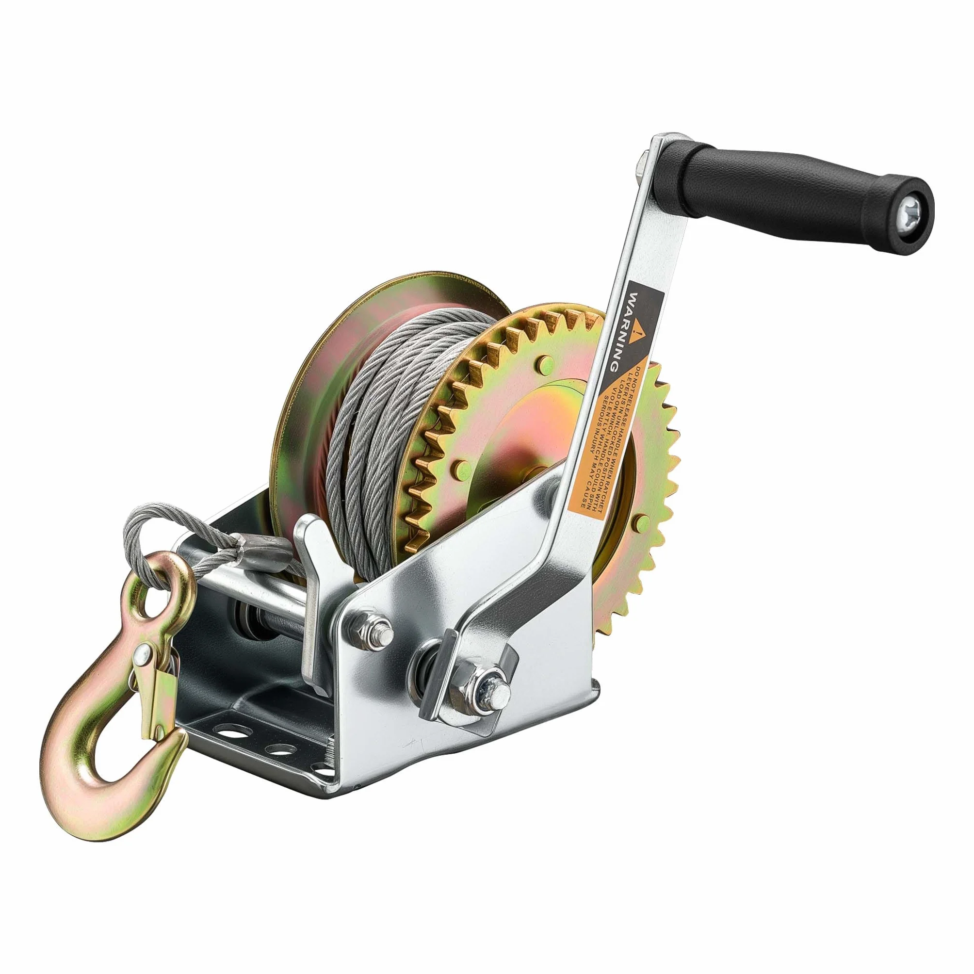 Wiltec ręczna wciągarka linowa do 550kg przełożenie 4.1:1 130 x 190 x 160 mm, wciągarka z liną 10m, ręczna wciągarka linowa, wydajna ręczna wciągarka linowa, leśna wciągarka linowa