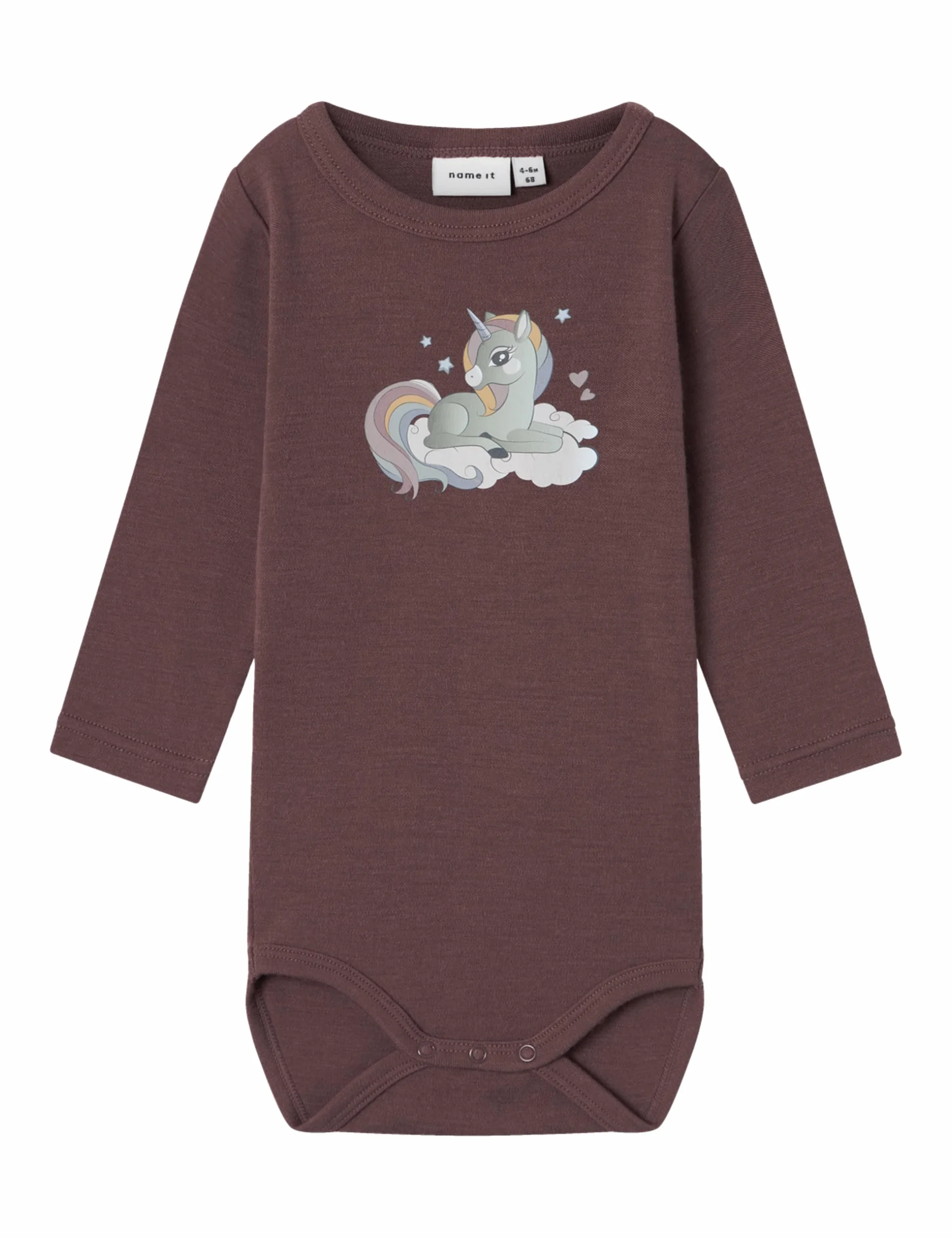 NAME IT Body z długim rękawem Niemowlęta - dziewczynki Nbfwillitus Wool Ls Body Noos