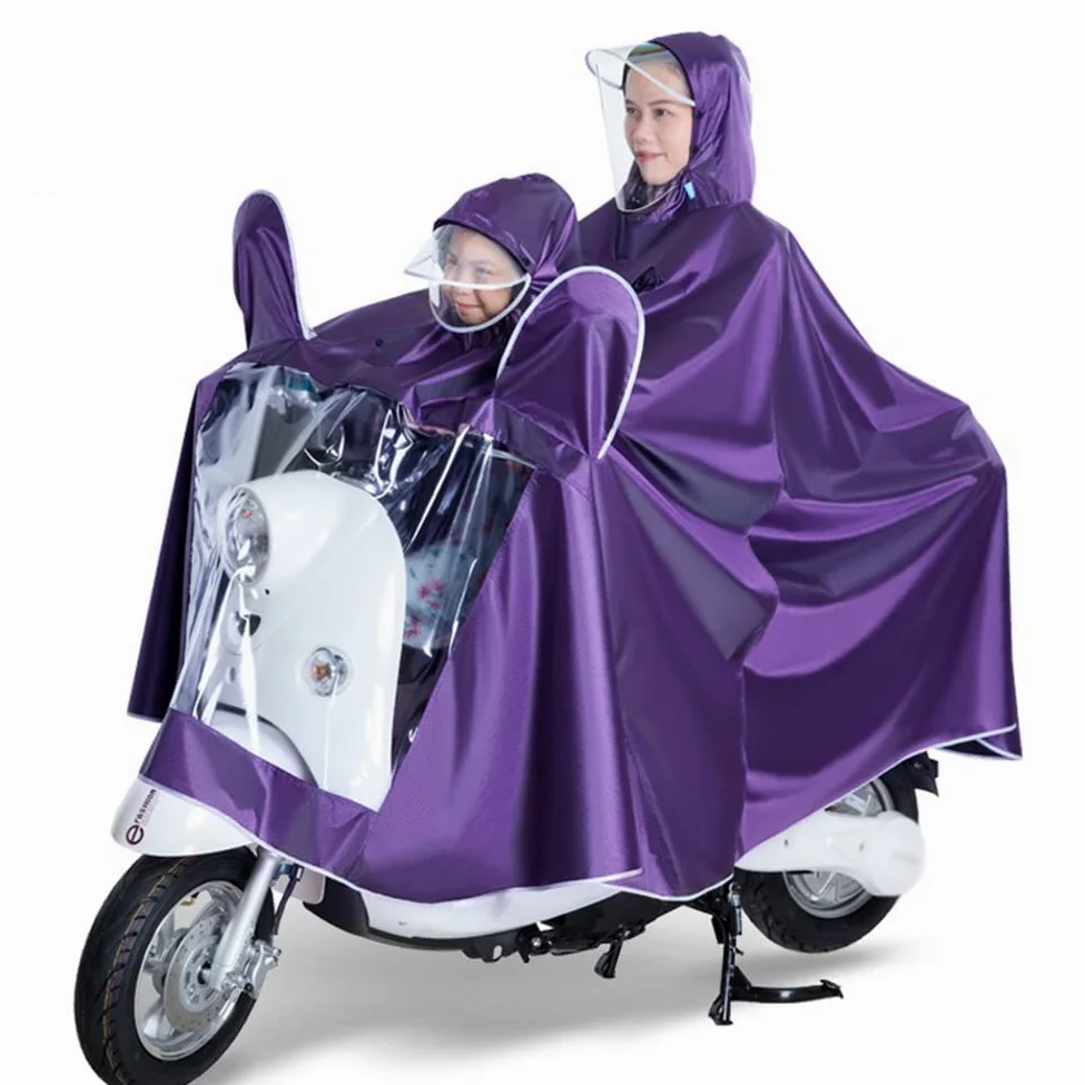 Wodoodporne ponczo przeciwdeszczowe unisex dla dorosłych i dzieci Na zewnątrz Rower Ebike Motocykl Skuter Kurtka rowerowa Podwójny płaszcz przeciwdeszczowy Peleryna Osłona przeciwdeszczowa (fioletowy