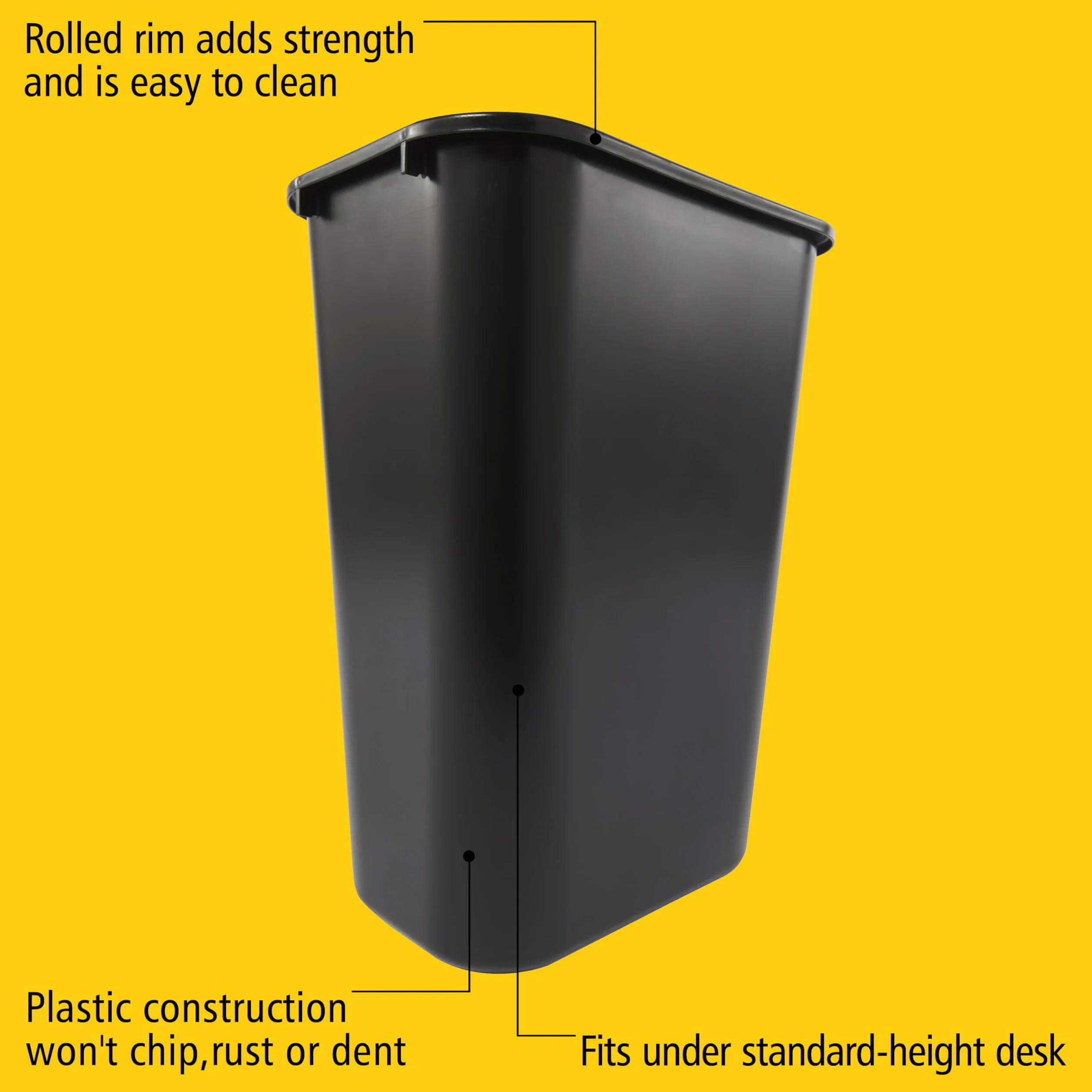 Rubbermaid Commercial Products FG295700BLA pojemnik na odpady z tworzywa sztucznego, o miękkim kształcie, prostokątny, 38,8 l, czarny