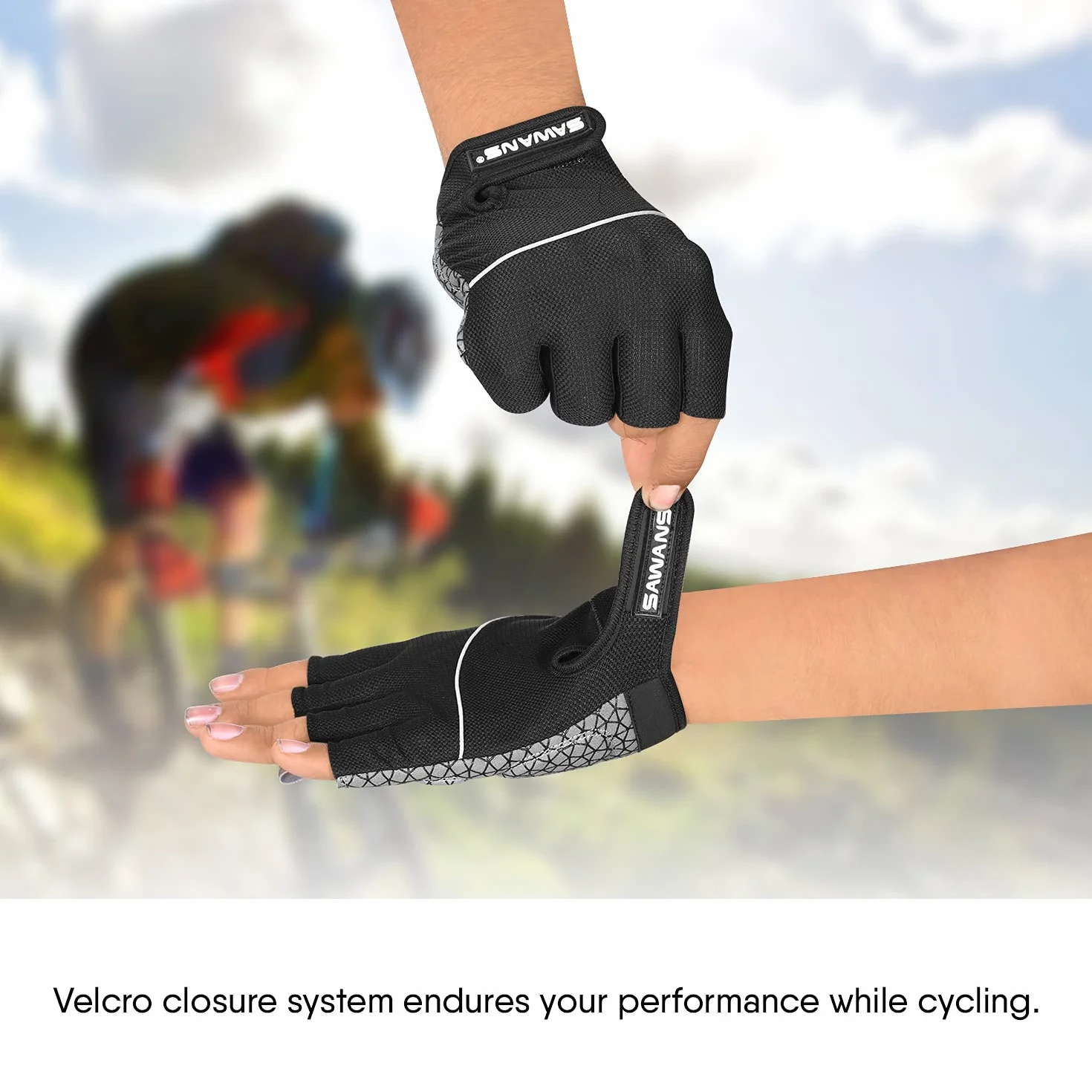 Żelowe rękawiczki rowerowe bez palców wyściełane rękawiczki do rowerów górskich antypoślizgowe siłownia MTB połowa palca odblaskowe rękawiczki rowerowe amortyzujące wędrówki sporty (czarne, L)