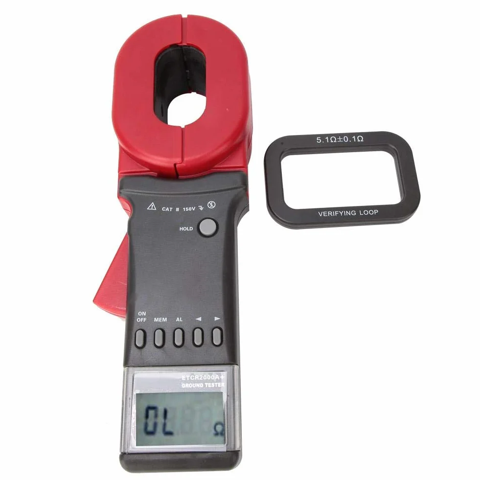 Cyfrowy miernik zaciskowy 2000A + tester rezystancji ziemi z wyświetlaczem LCD