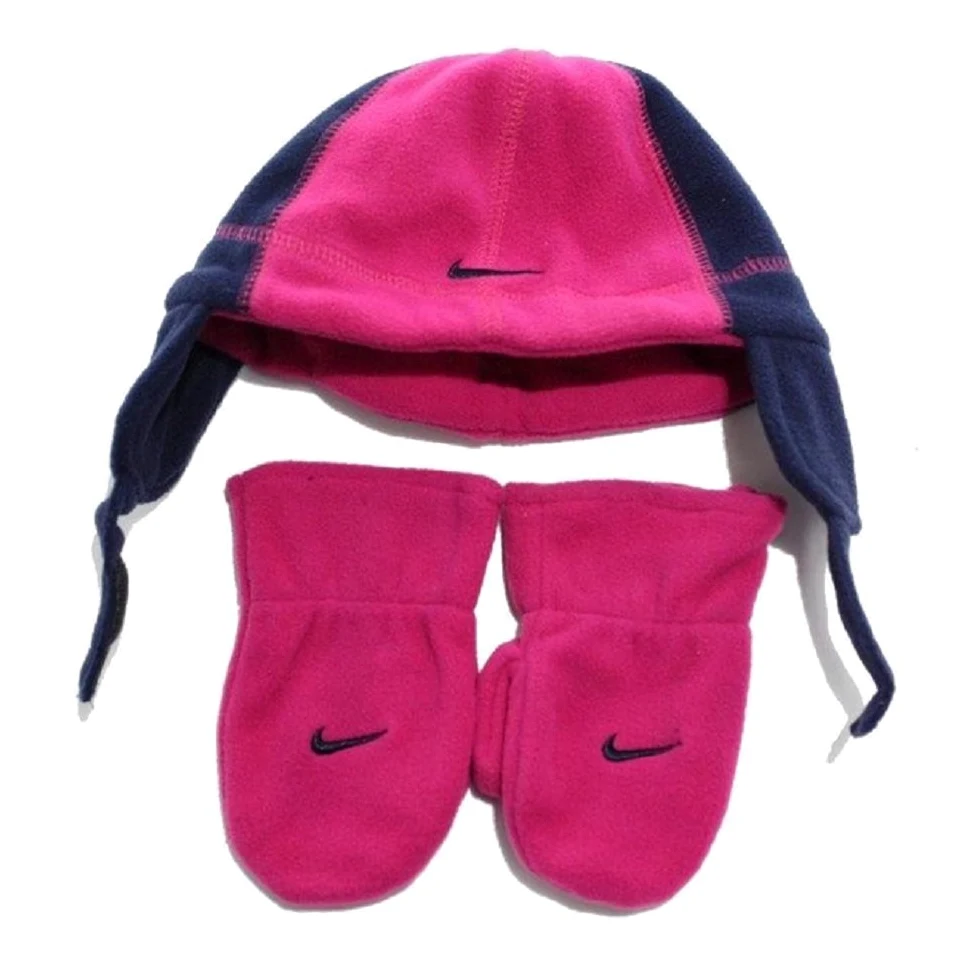 Nike Dziewczęce rękawiczki czapka zimowa zestaw różowy czerwony niebieski