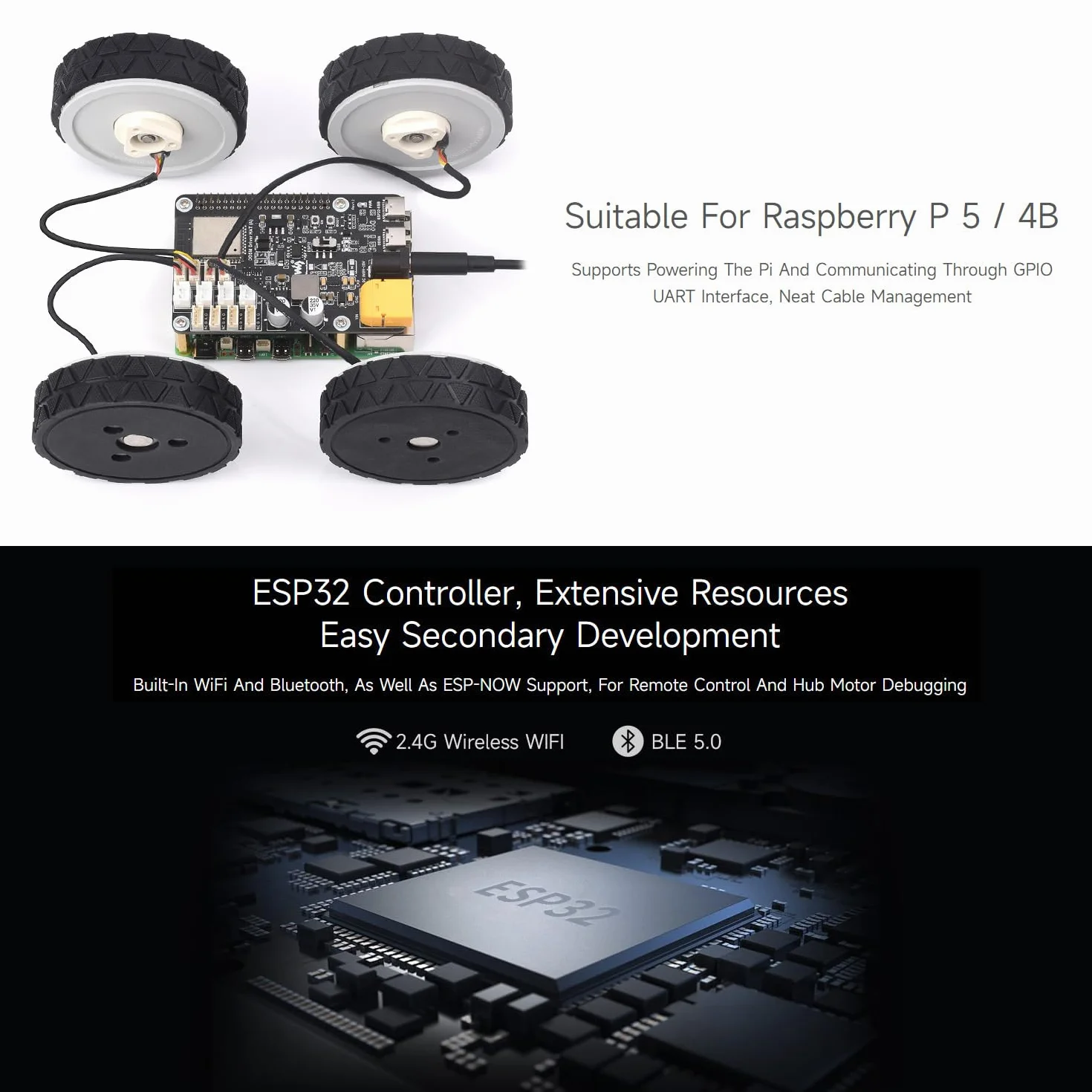 Waveshare Direct Drive Servo Motor Driver Board, Integrates ESP32 And Control Circuit, 2.4G WiFi Support, Suitable For DDSM Series Hub Motors, ESP Now Support