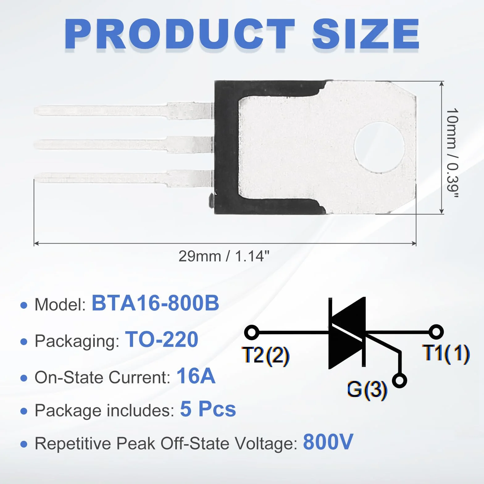 QUARKZMAN 5 szt. tyrystor dwukierunkowy BTA16-800B TO-220 800V 16A prostowniki sterowane szyną do instrumentów elektronicznych inteligentne urządzenia domowe drony