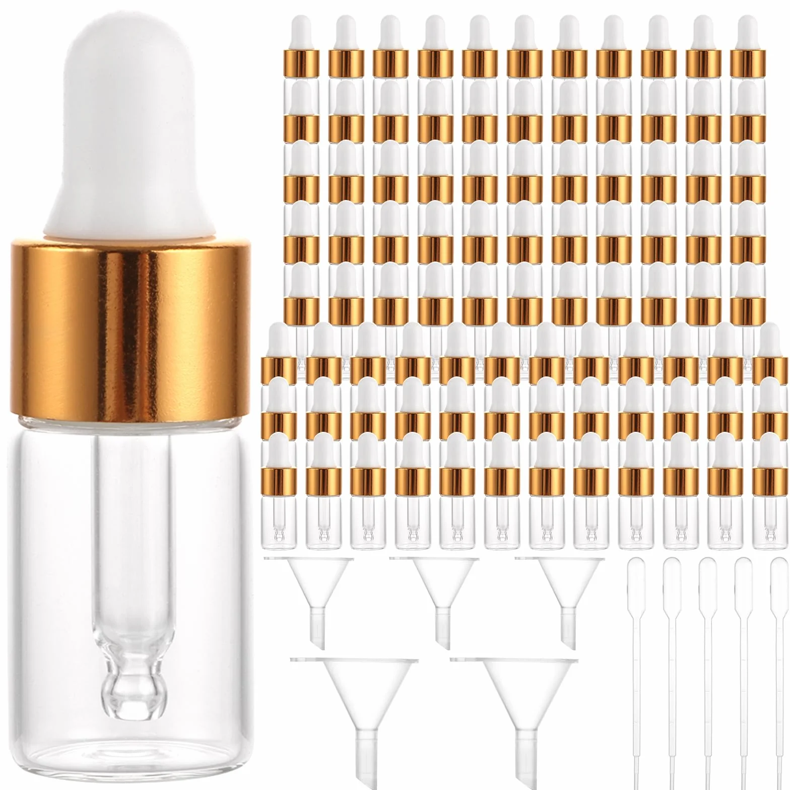 JMIATRY 100 sztuk butelek z pipetą 3 ml, butelki z pipetą, mini butelki z pipetą do olejków eterycznych, aromaterapii, masażu, próbki olejków zapachowych