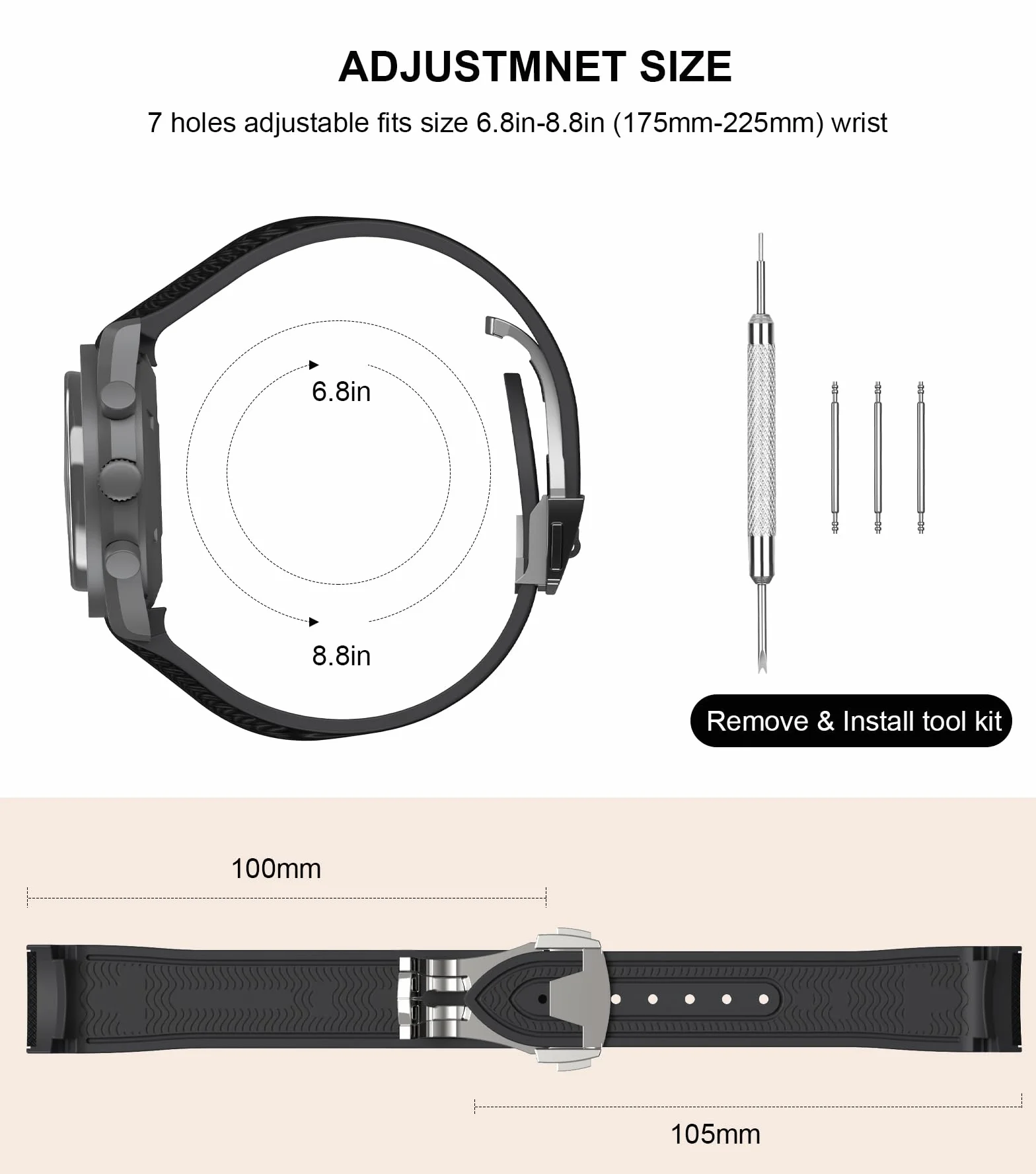 Pasek do zegarka Omega x Swatch MoonSwatch 20 mm, z zapięciem motylkowym, zamienny do Omega X Swatch Moonswatch Speedmaster, zakrzywiony, bez przerw, dla mężczyzn i kobiet