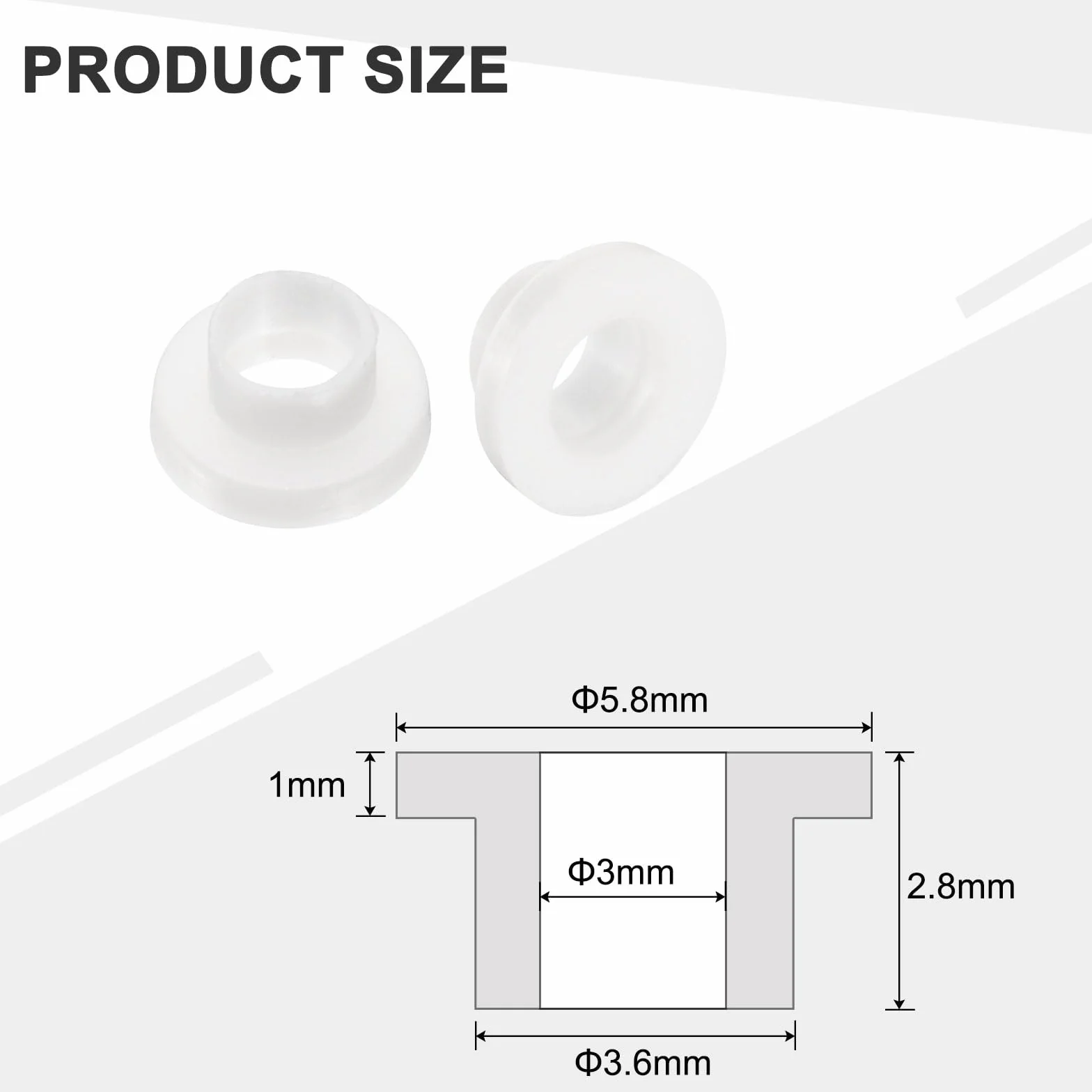 QUARKZMAN 60 szt. tuleje kołnierzowe z tworzywa sztucznego ID 3 mm x OD 3,6 mm x długość 2,8 mm tuleje nylonowe, białe