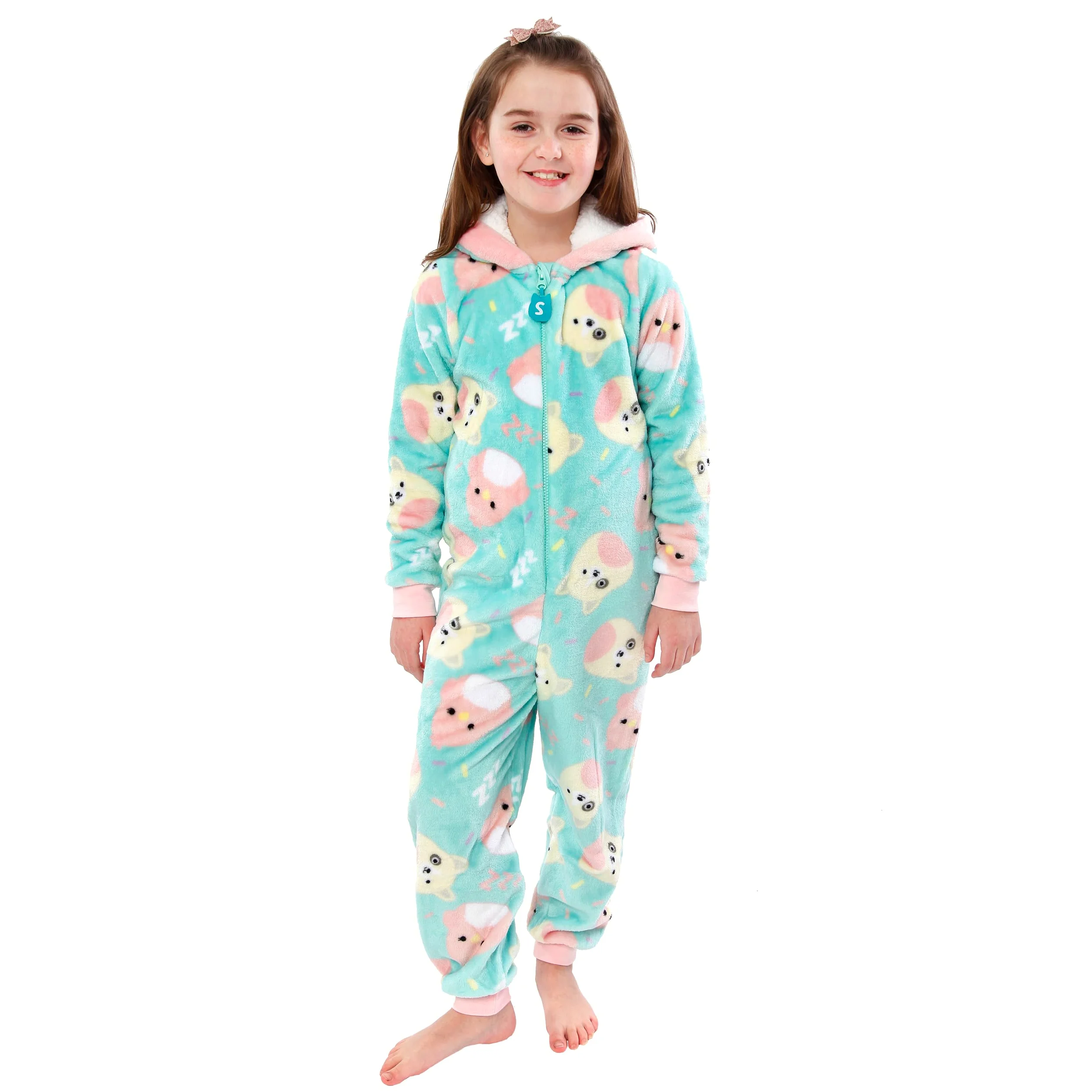 Squishmallows Dziewczyny Polarowe Onesie Charlie i Trina Kombinezon Kaptur