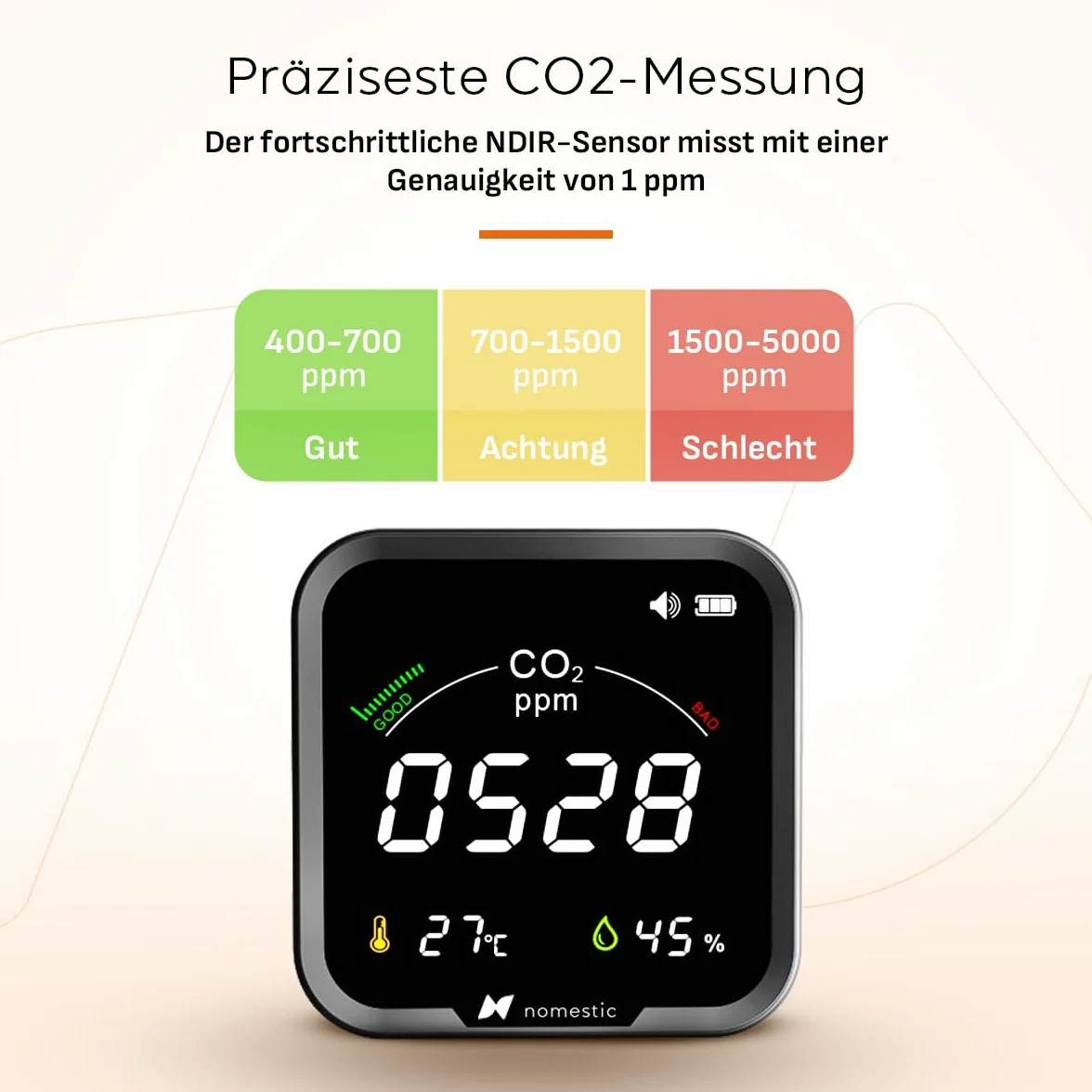 Airsight Miernik CO2 Miernik jakości powietrza z higrometrem i termometrem Przenośny i ładowalny czujnik NDIR