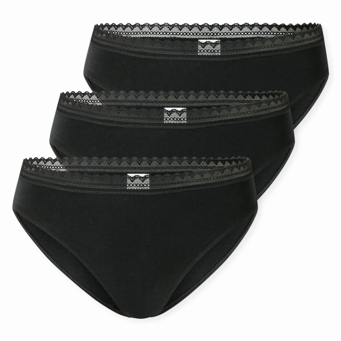 Schiesser Krótkie Kobiety Schiesser Damen 3 Pack Slip Unterwäsche Mit Spitze Baumwolle Mix - Multipacks