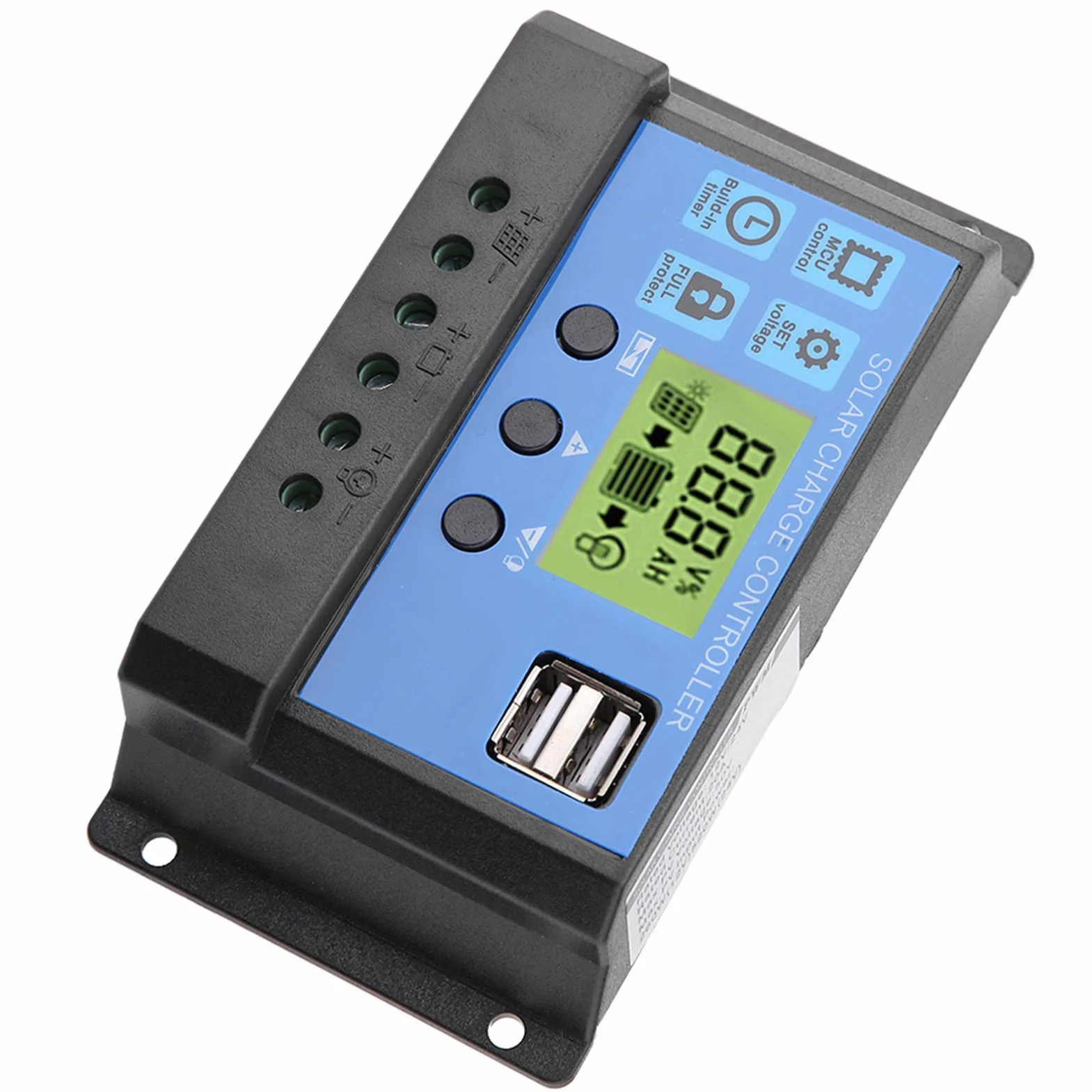 Kontroler ładowania solarnego, PWM 12 V 24 V podwójny USB kontroler ładowania panelu słonecznego inteligentny regulowany regulator wyświetlacz LCD 10/20/30 A (YJSS-20A)