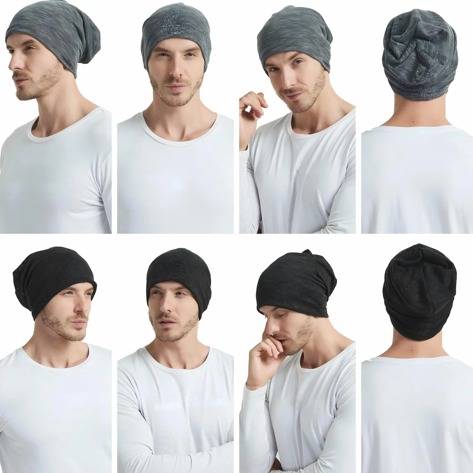 EINSKEY Czapka unisex slouch beanie, cienka & oddychająca, lekka dzianina na sezon przejściowy, dla biegaczy/rowerzystów/osób po chemii (54-59 cm)