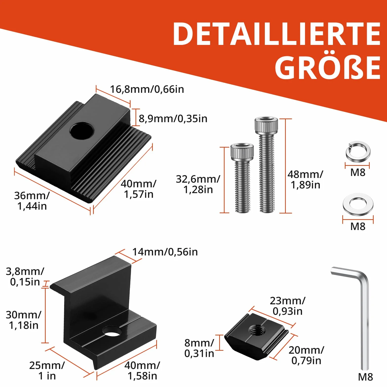 GETLITOOL 10 szt. Aluminiowy uchwyt na panel s?oneczny 30 mm, uchwyt do panelu s?onecznego w kszta?cie litery Z, do paneli fotowoltaicznych, na kemping, na ?cian?, z nakr?tkami i ?rubami