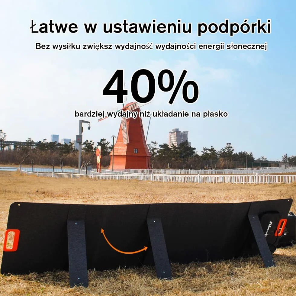 Składany Panel Słoneczny do Przenośnej Stacji Zasilania Nuevopacks 1200W/2000W I Vaetuka 1200W/2000W Ladowarka Słoneczna,Generator Słoneczny Zewnętrzny 200 W/36V na Kemping