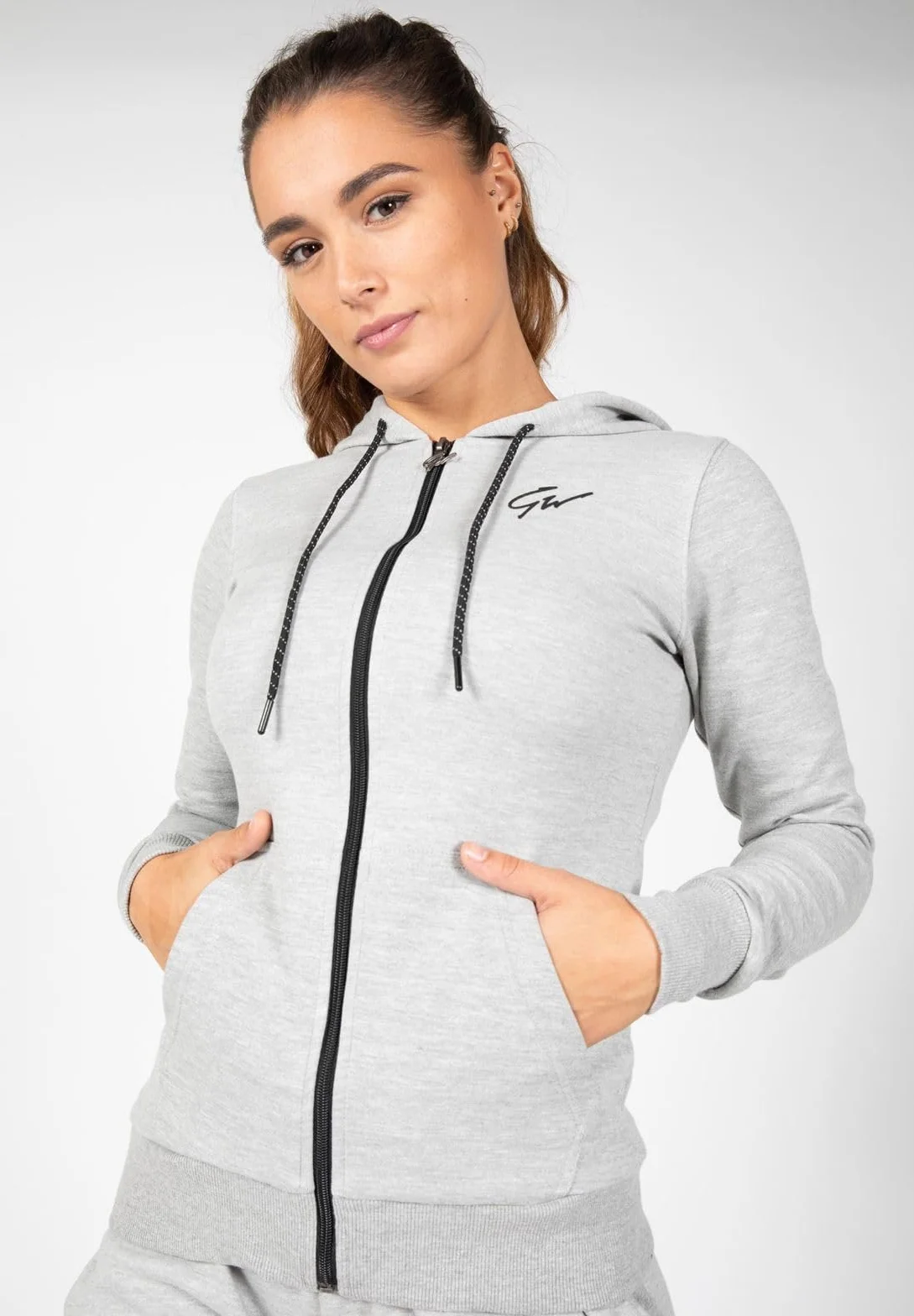 Gorilla Wear Pixley Zipped Hoodie - czarna - lekka funkcjonalna górna część sweter z zamkiem błyskawicznym do uprawiania sportu, na co dzień, na czas wolny, trening, wygodna, oddychająca, z bawełny i