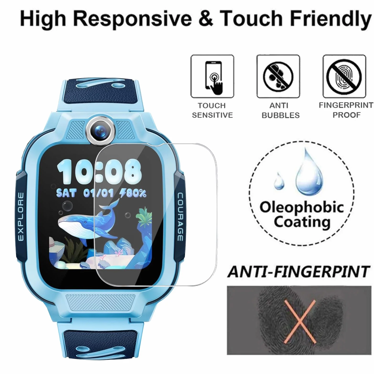 Folia ochronna do zegarka imoo Watch Phone Z3, folia ochronna na wyświetlacz, przezroczysta HD [odporna na zarysowania], szkło ochronne, wysoka twardość, pełne pokrycie, folia pancerna do