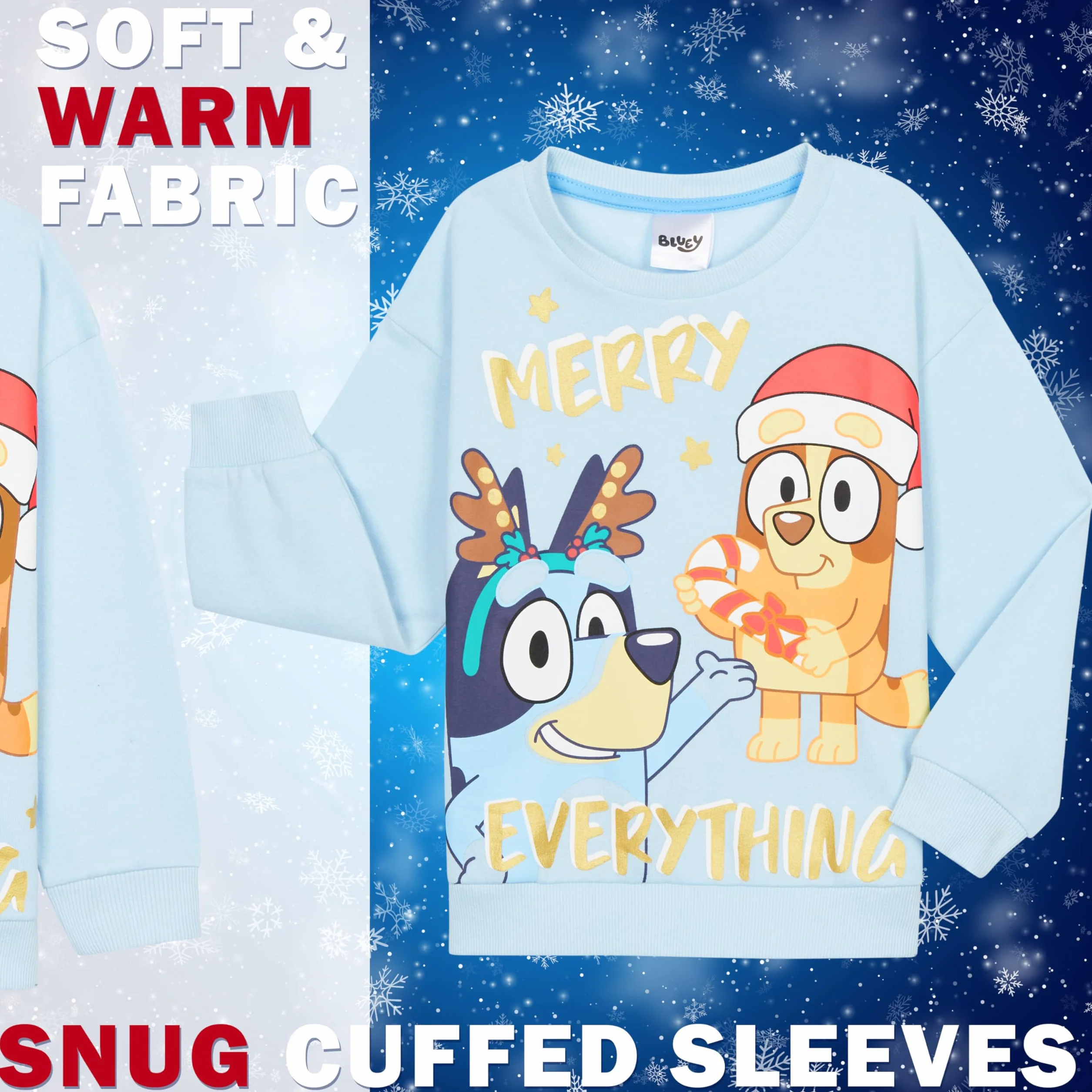 BlueY Dziewczęcy sweter bożonarodzeniowy, przytulny sweter dziecięcy z motywem – prezent dla dzieci