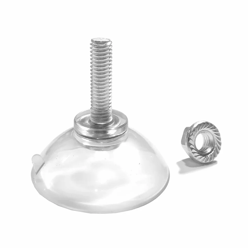 Mocne, przezroczyste tworzywo PCW M6, przedłużony gwint, długa śruba, przyssawka z nakrętką, średnica 4,4 cm, długość śruby 2,2 cm, 6 szt. (Lock NUT)