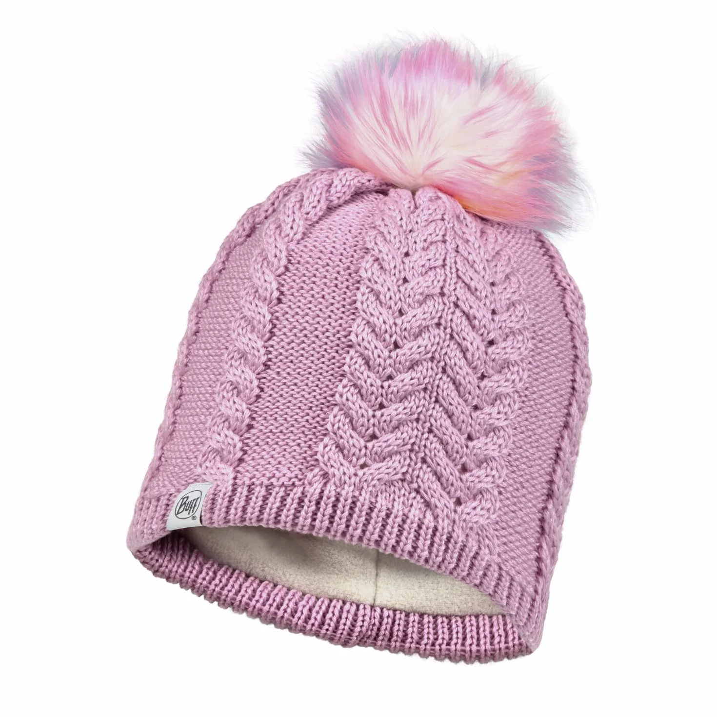 Buff Damska czapka z dzianiny Nina Lilac Sand i Polar dla dzieci