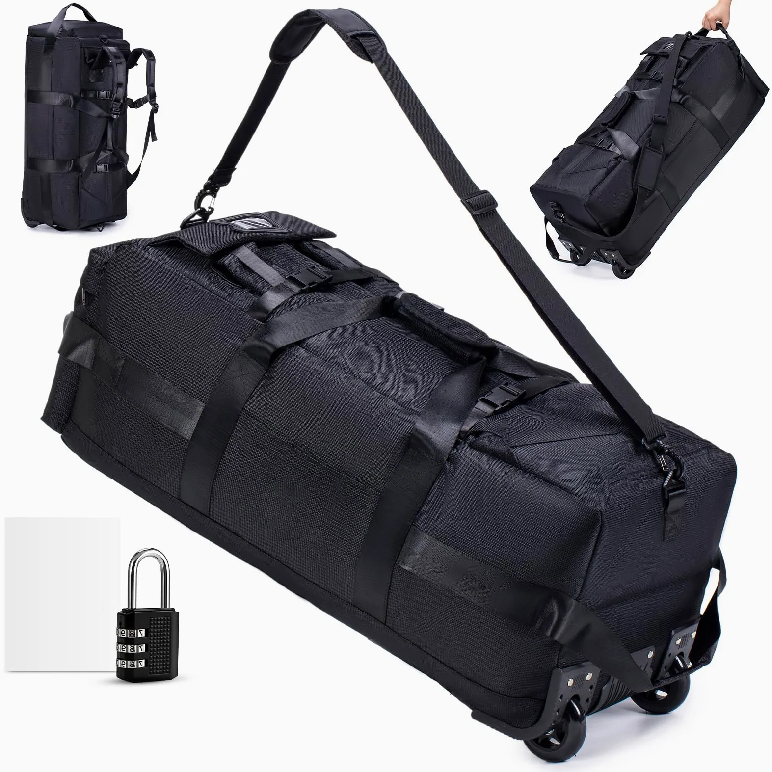 Torba Podróżna Na Kółkach Duża 85L 3 W 1 Torba Podręczna Z Zamkiem Szyfrowym 3-cyfrowym 78x33x32cm Wodoodporny Plecak Podróżny Oxford 2 Rolls Plecak Walizka Z Uchwytami Do Przenoszenia