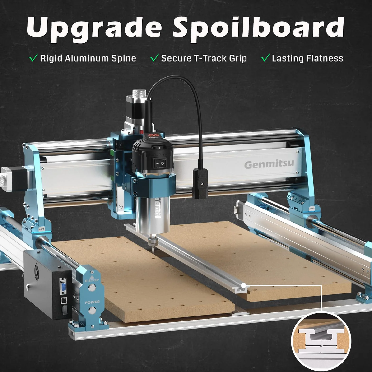 Genmitsu 4040-PRO MAX Maszyna CNC z trymerem 710 W, napędzanie szyną liniową, 3-osiowa maszyna do grawerowania drewna, metalu, akrylu, do frezowania