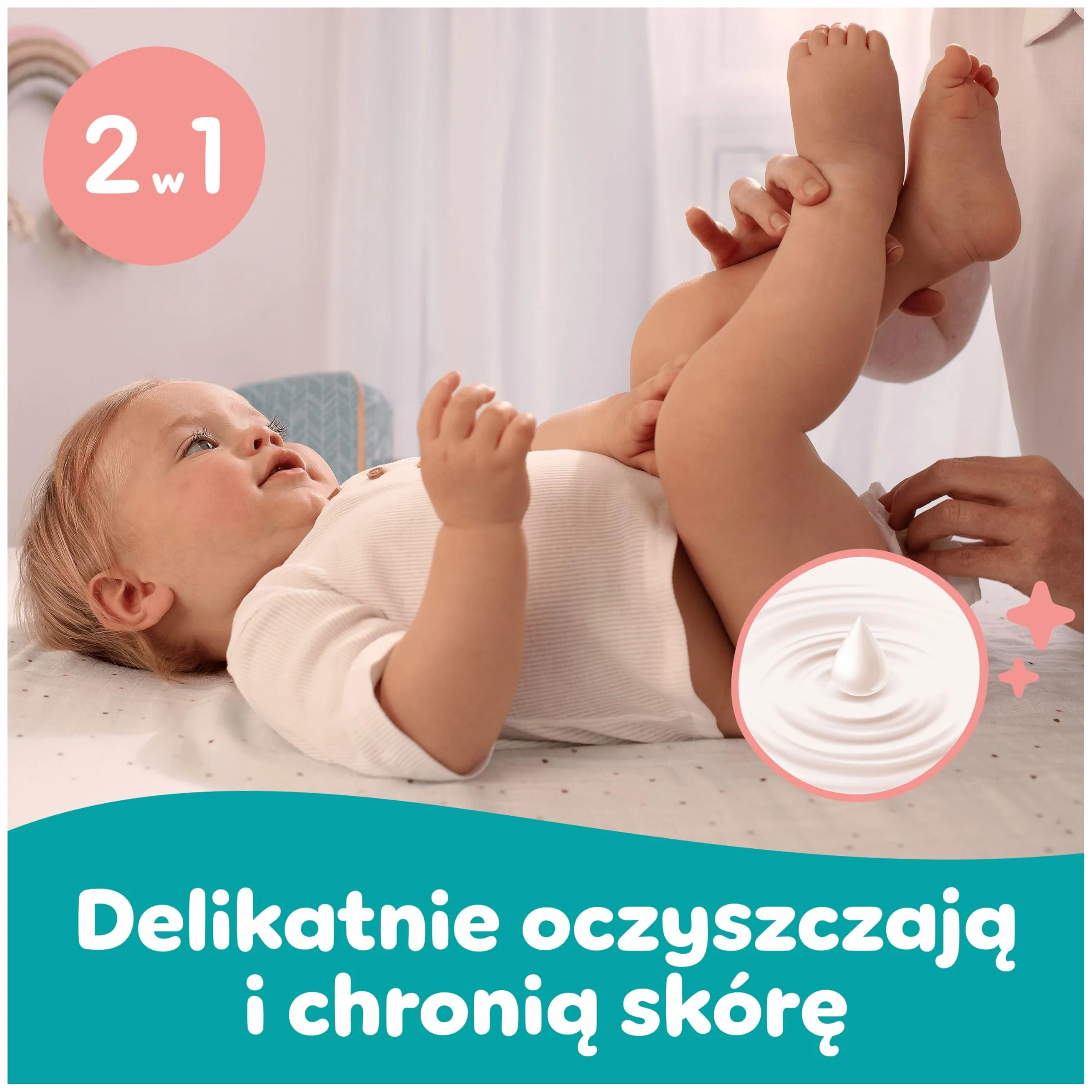 Pampers Sensitive Chusteczki nawilżane dla dzieci, 6 opakowania po 80 chusteczek = 480 chusteczek, bezzapachowe, do delikatnego oczyszczania