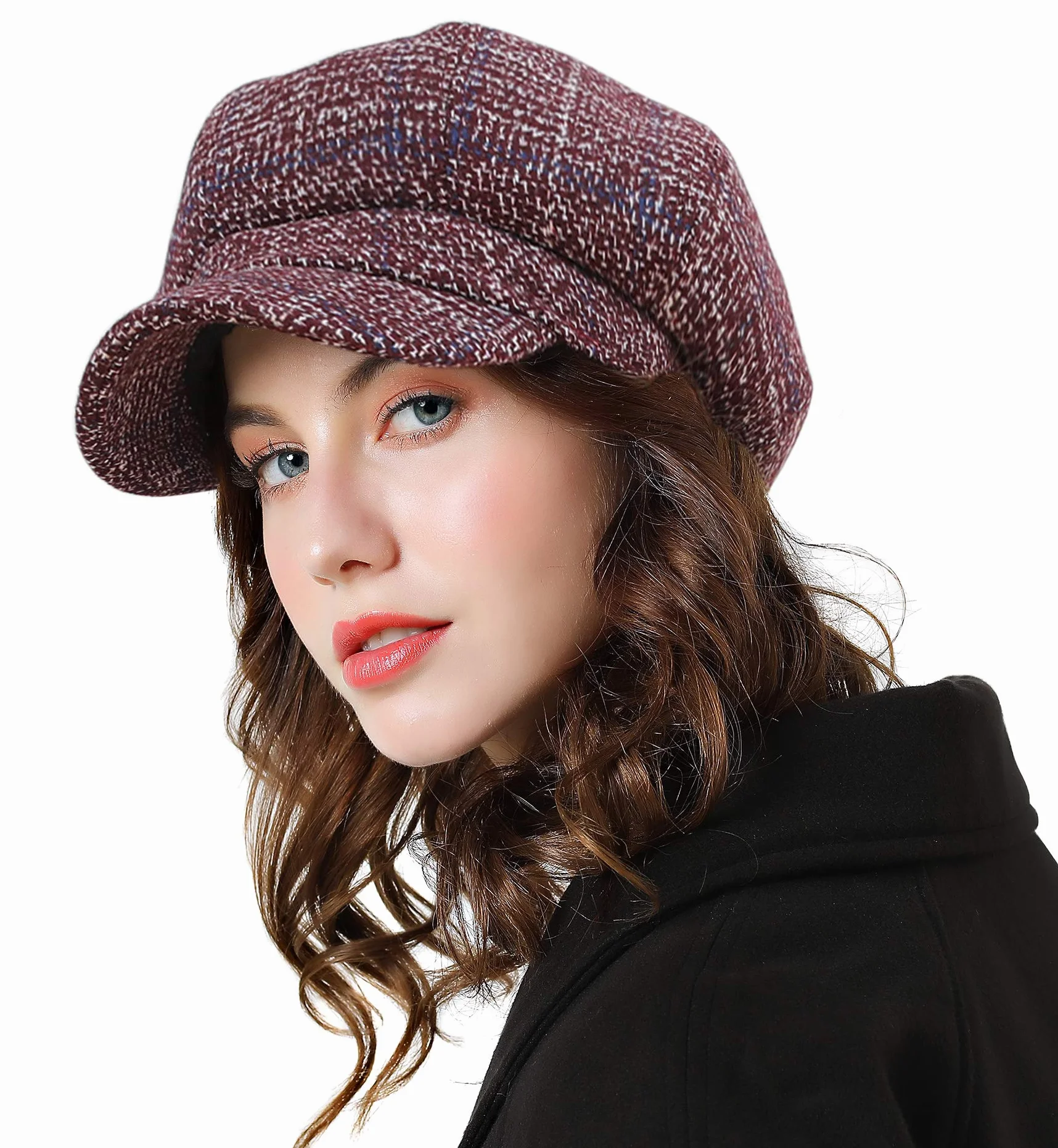 Superora Damska czapka z daszkiem beret zimowa Newsboy Cap Bakerboy