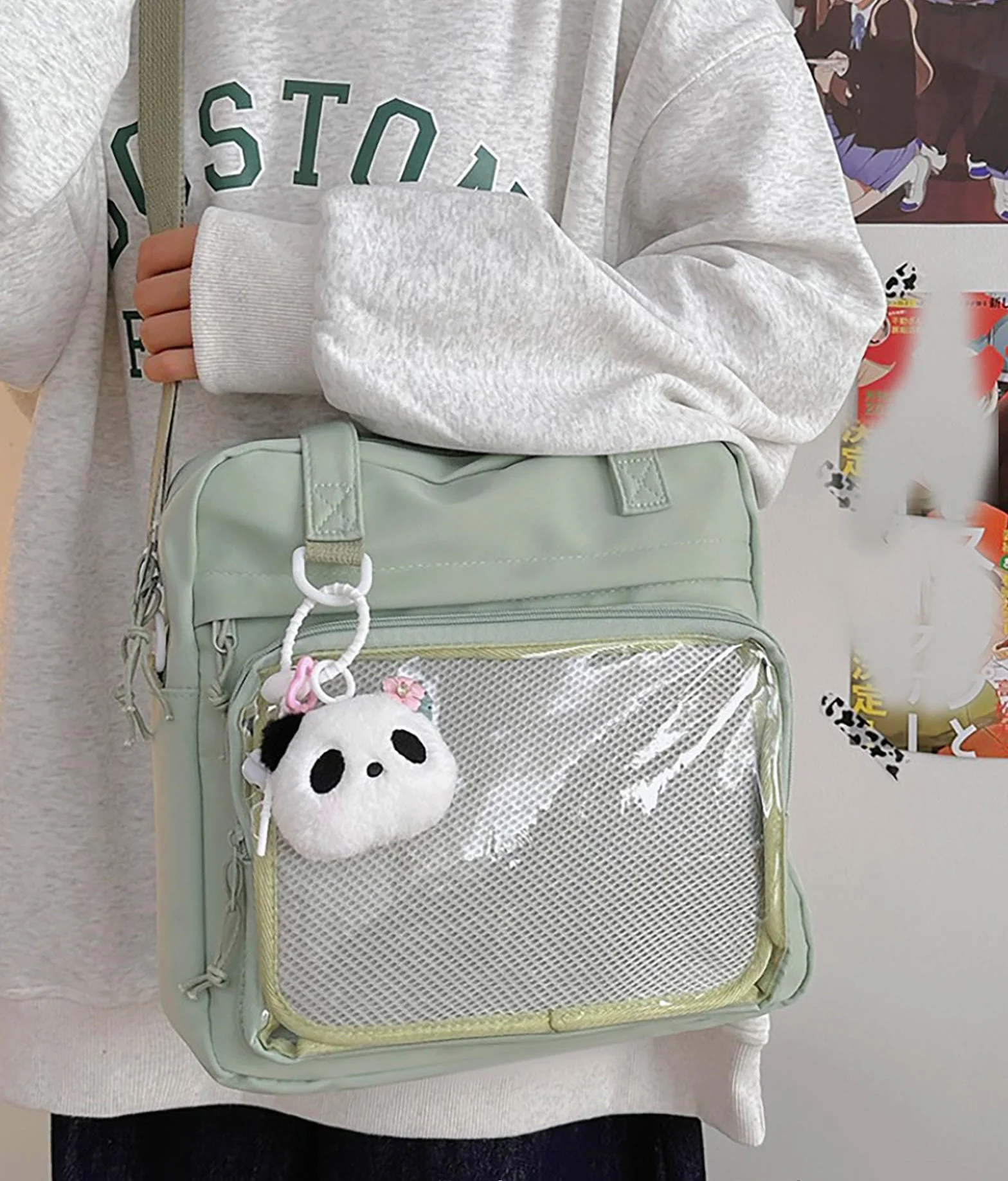 Kawaii torby crossbody dla kobiet Ita torby kurierskie urocza przezroczysta torba ITA japońskie torby na ramię w stylu anime idealne dla studentów i codziennego użytku, przezroczysta torba na ramię