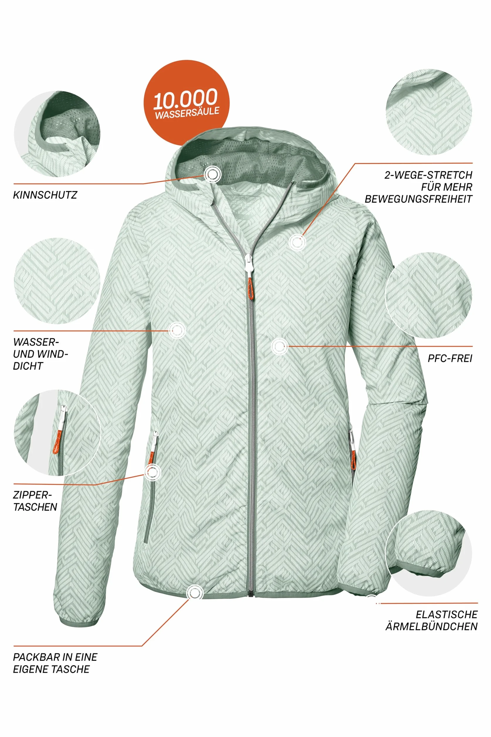 Killtec Funkcjonalna kurtka z kapturem, łatwa do spakowania kurtka outdoorowa Women´s Kos 69 Wmn Jckt