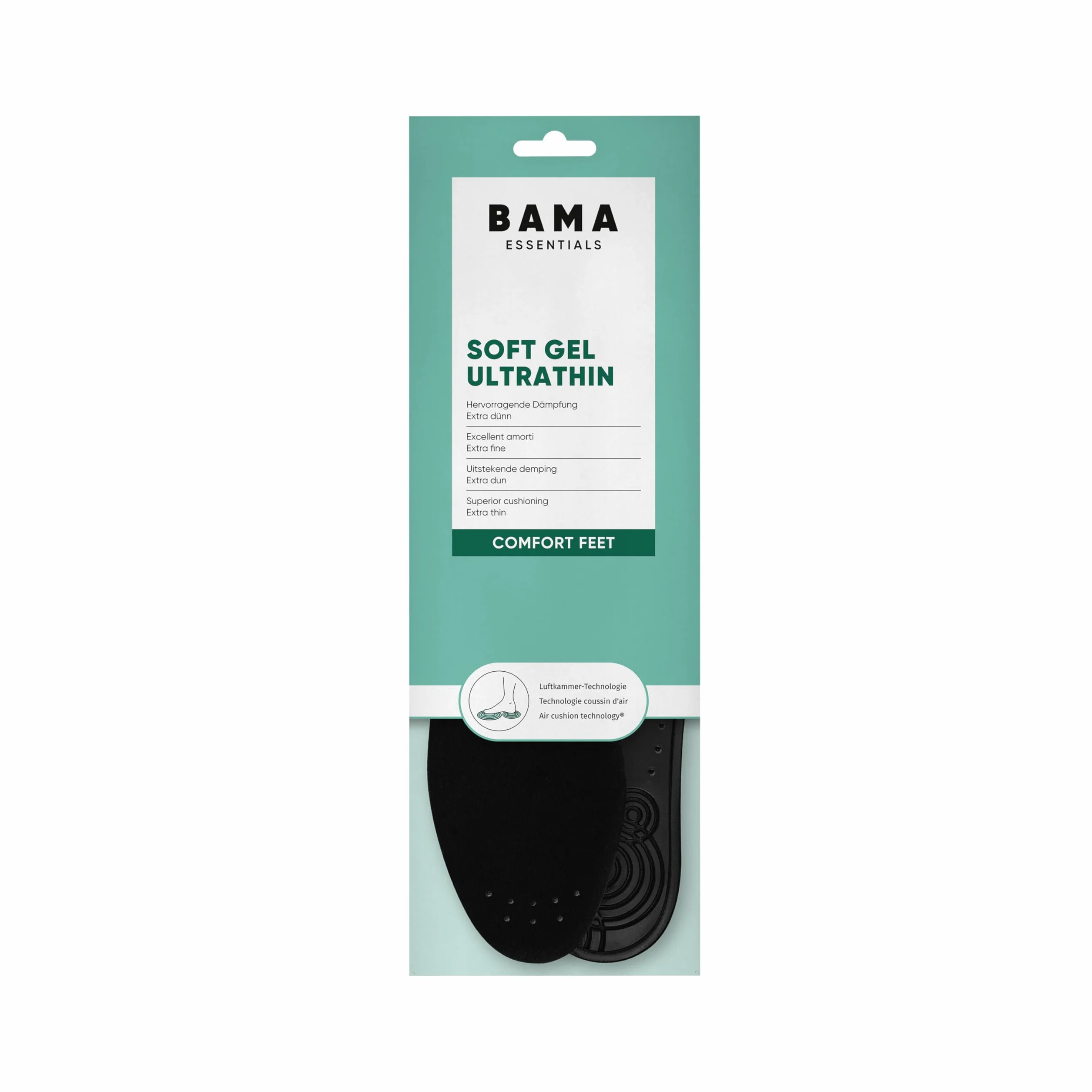 Bama Soft Gel Ultrathin Shoe Insoles - Amortyzujące Żelowe Cienkie Wkładki z Powłoką Micro Velor dla Dorosłych 1 Para - 41/42 EUR