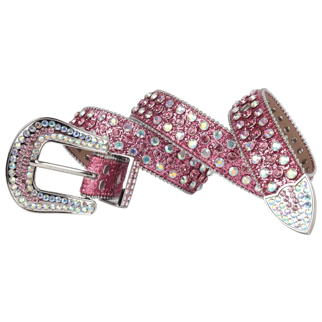 Różowy kryształ górski pasek damski męski jakość kryształ wysadzany paskiem mężczyzna kobiety Ceinture Femme Cinto De Strass do dżinsów deeratywne białe złoto 122 cm