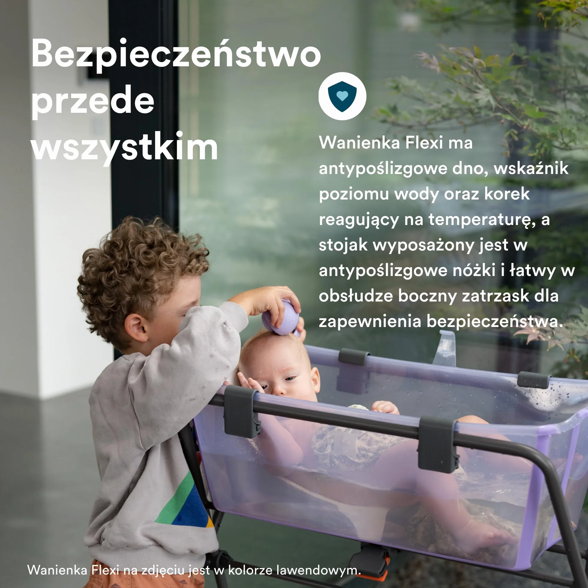 Wanienka Stokke Flexi (piaskowy beż) + leżak dla noworodka + stojak na wannę Flexi - idealne dla noworodka i niemowląt do 48 miesiąca życia - składana, trwała i łatwa w przechowywaniu