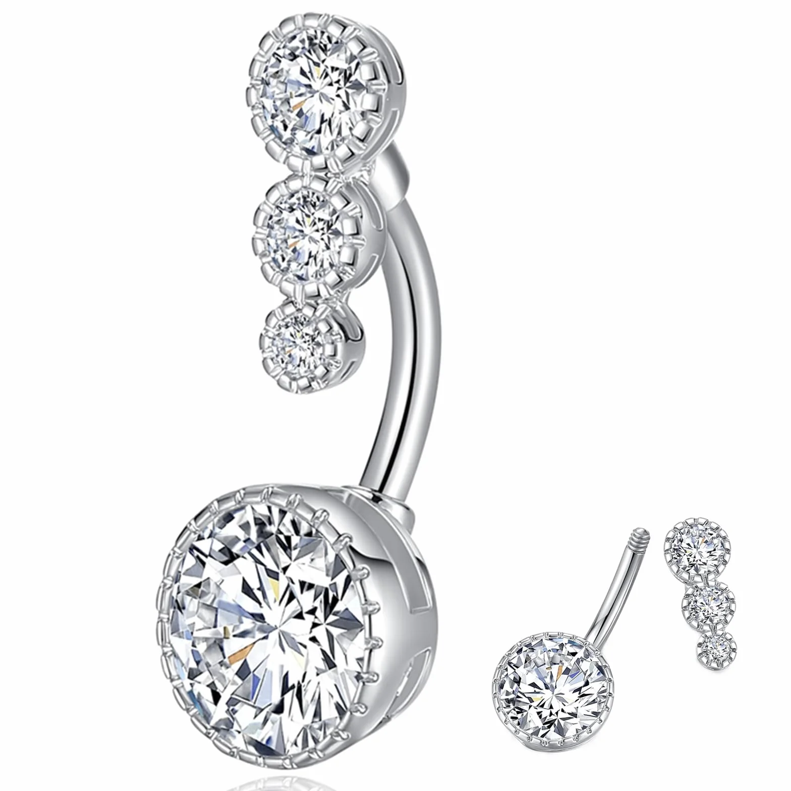 G23 tytanowy kolczyk do pępka przezroczysty CZ pierścienie do pępka pierścienie do pępka biżuteria do piercingu brzucha biżuteria do ciała 14 g 14 mm 12 mm 10 mm 8 mm