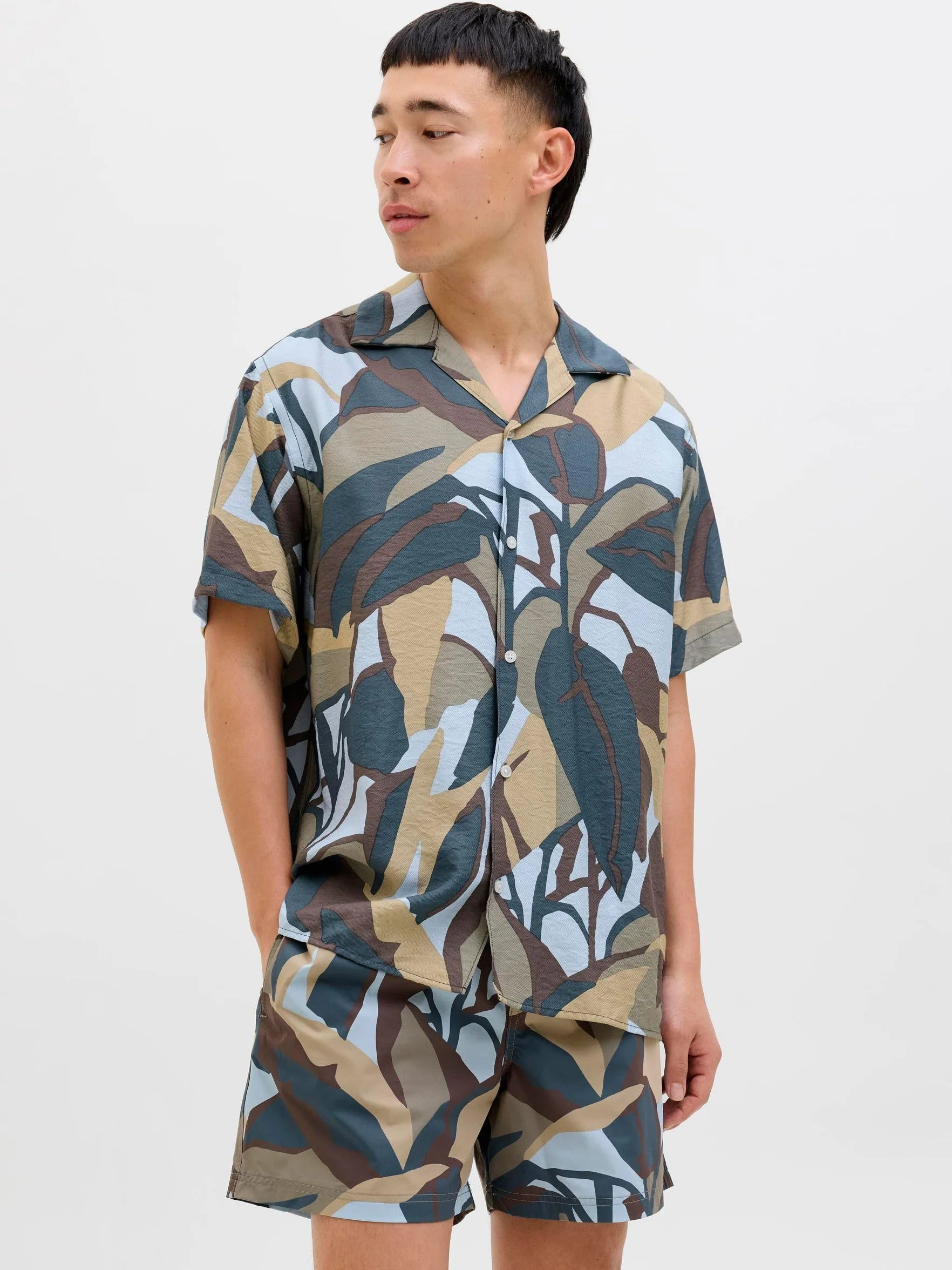 JACK & JONES Jortavira Marshall AOP Shirt Ss Oc25 męska koszulka, Skyway, L