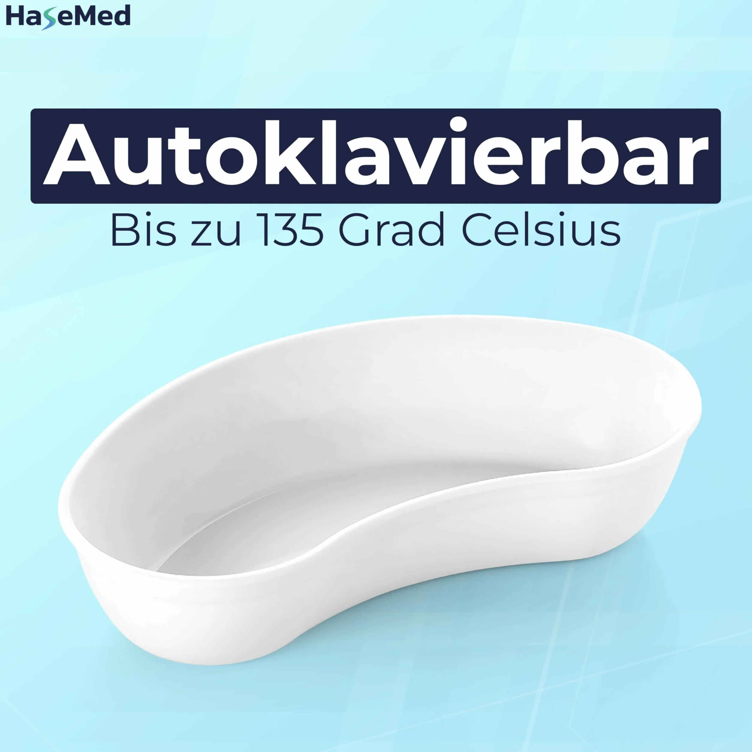 HaseMed Miska na nerki z tworzywa sztucznego, biała, 1 sztuka – wielokrotnego użytku, można układać w stos i higieniczna – idealna do pielęgnacji, gabinetu, kliniki i laboratorium – odporna na